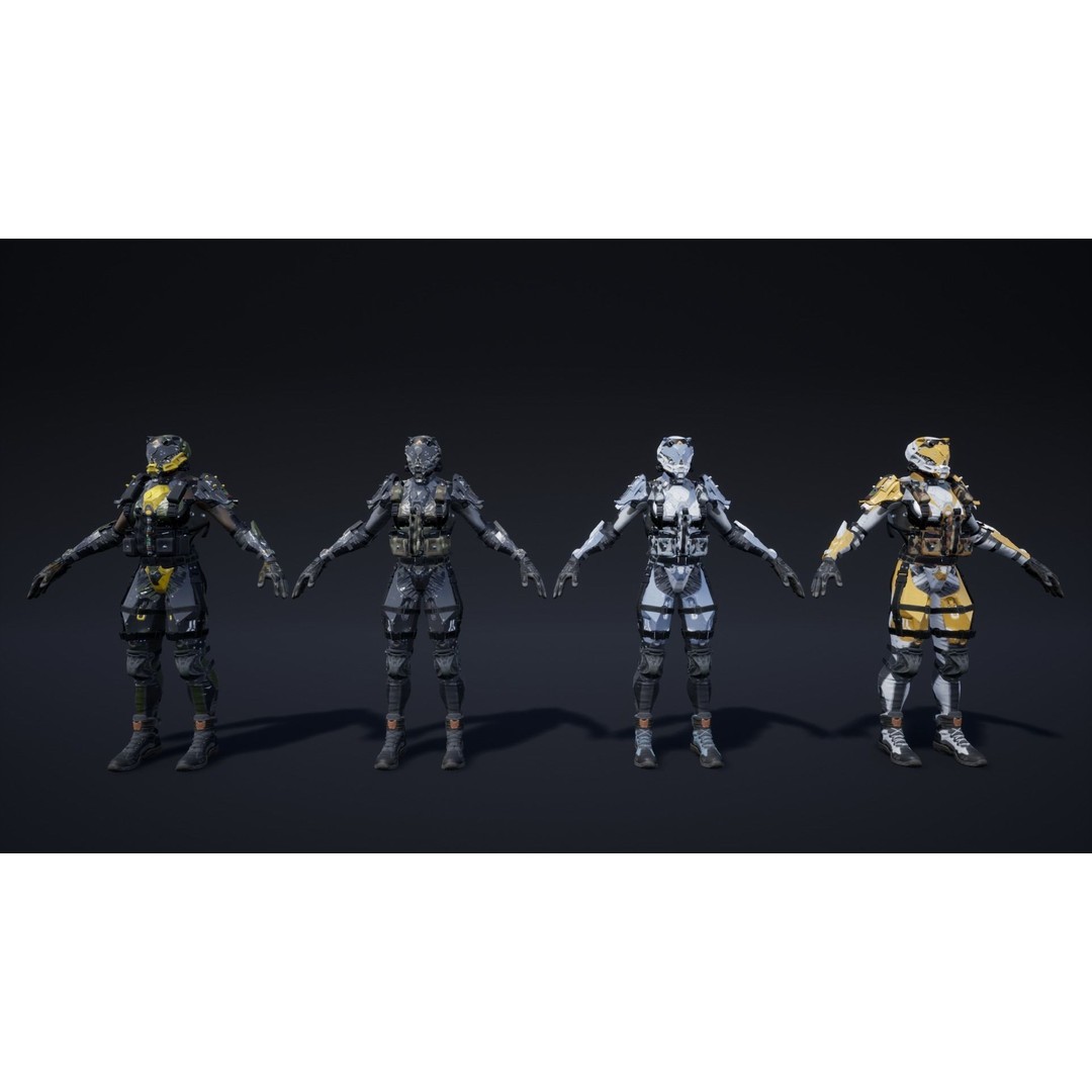 ANACONDA Female Soldier 3D Model – Low Poly Rigged Character, FBX - View 22