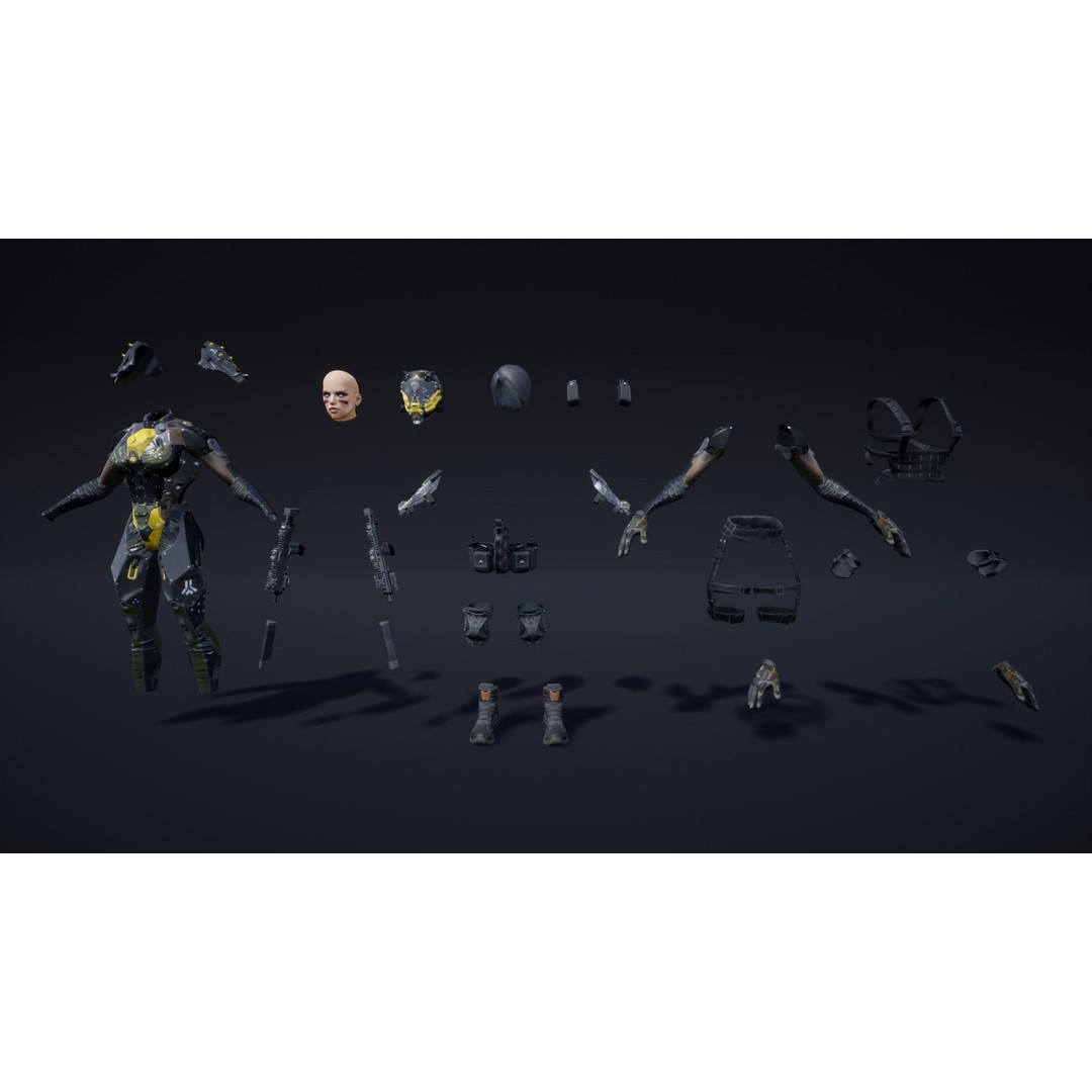 ANACONDA Female Soldier 3D Model – Low Poly Rigged Character, FBX - View 23