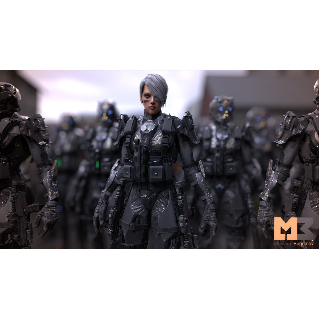 ANACONDA Female Soldier 3D Model – Low Poly Rigged Character, FBX - View 4