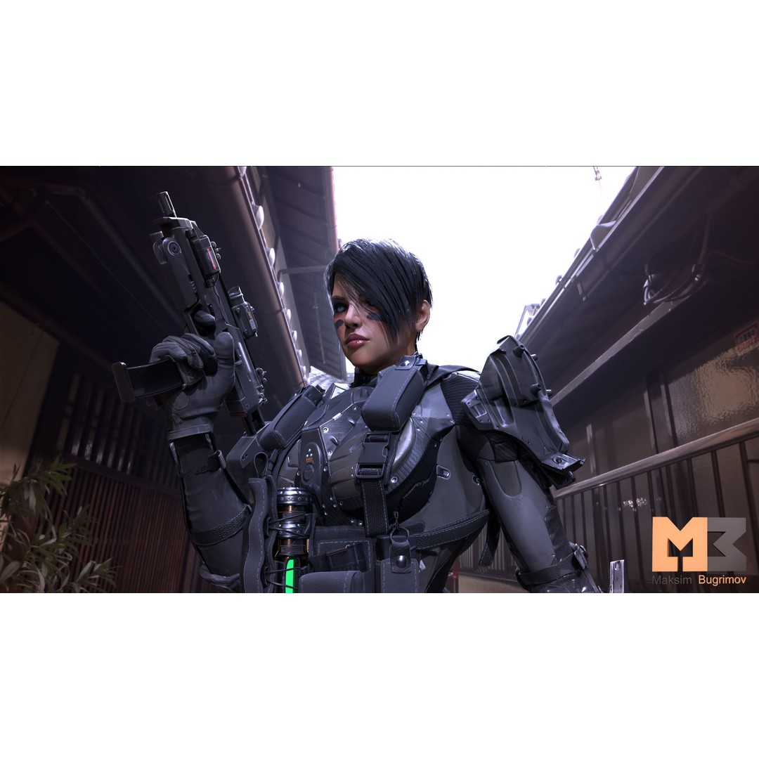 ANACONDA Female Soldier 3D Model – Low Poly Rigged Character, FBX - View 7