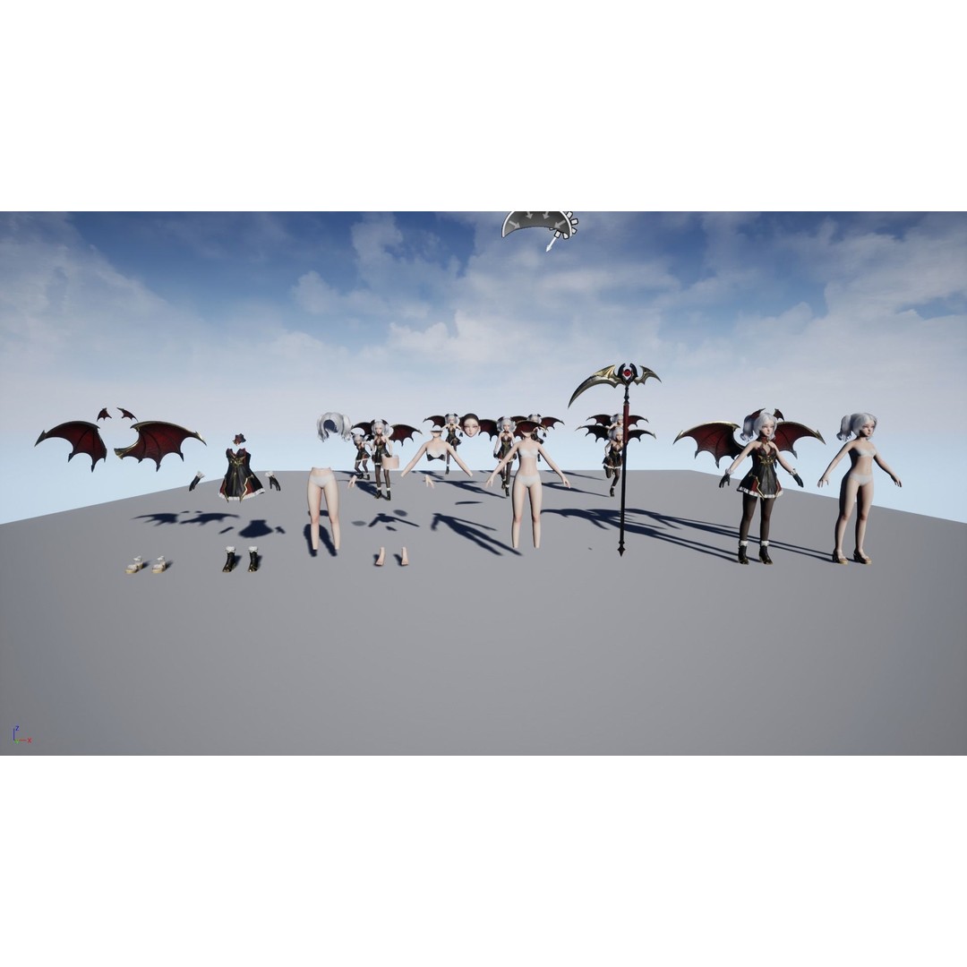 Reaper Girl 3D Model – Low Poly Fantasy Character, Rigged, PBR Textures