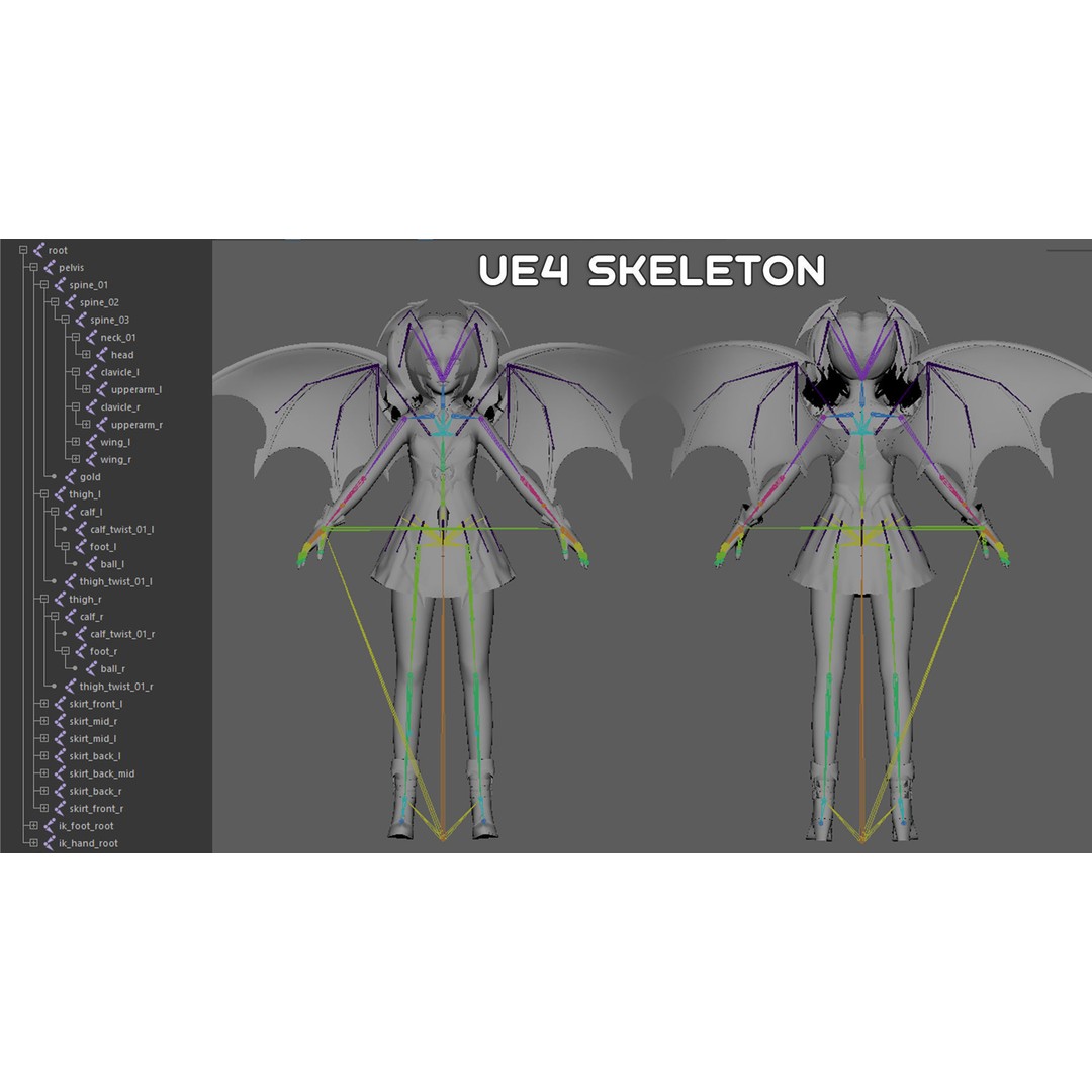 Reaper Girl 3D Model – Low Poly Fantasy Character, Rigged, PBR Textures - View 11