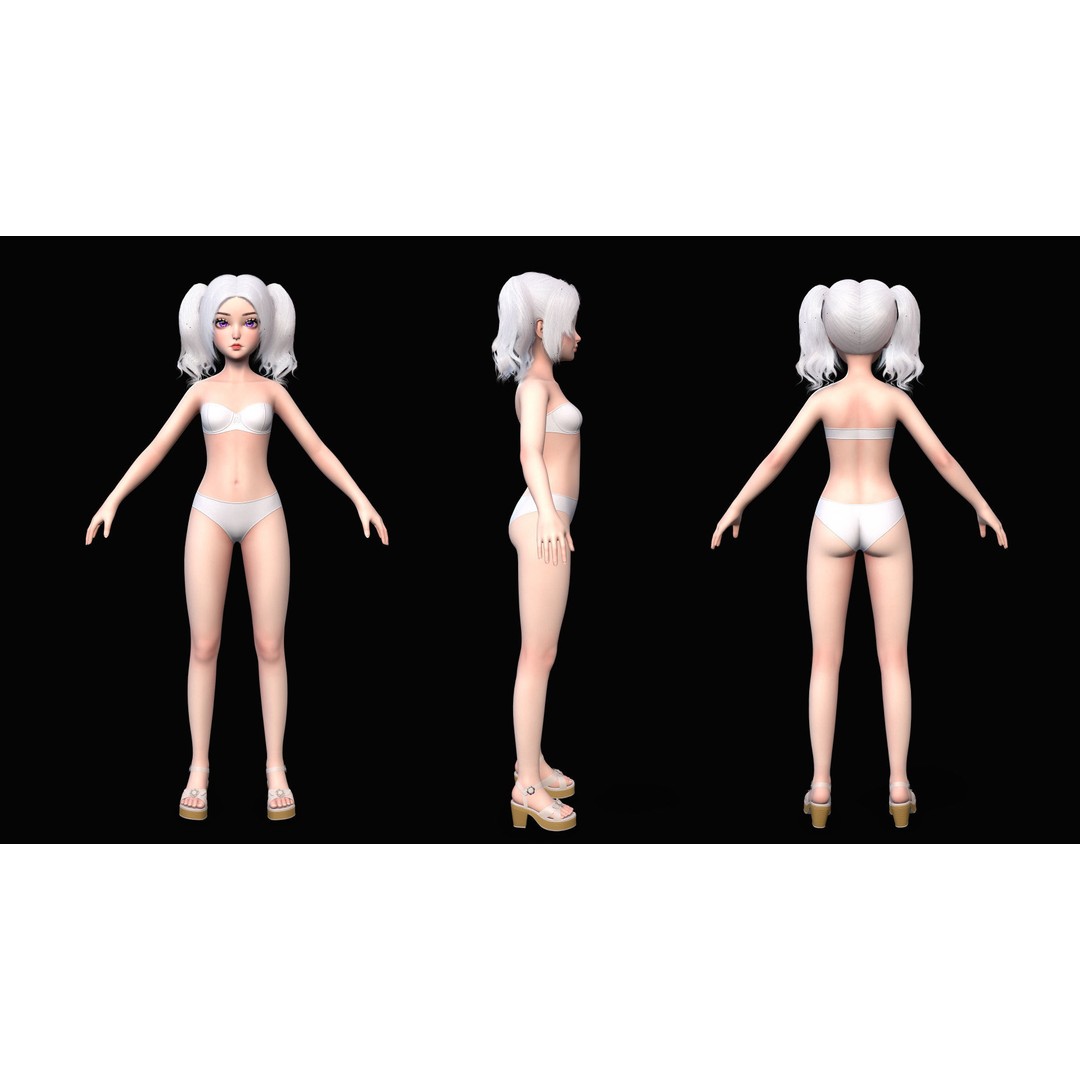 Reaper Girl 3D Model – Low Poly Fantasy Character, Rigged, PBR Textures - View 13