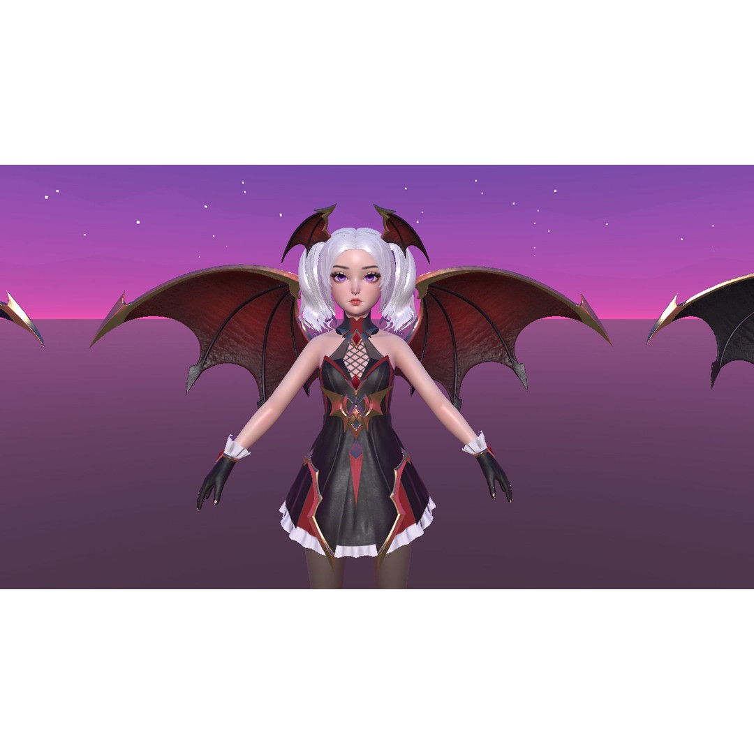 Reaper Girl 3D Model – Low Poly Fantasy Character, Rigged, PBR Textures - View 16
