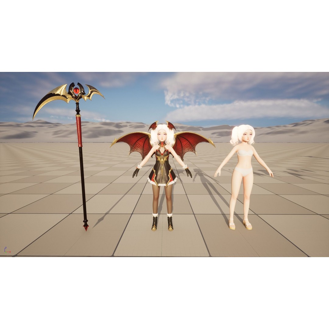 Reaper Girl 3D Model – Low Poly Fantasy Character, Rigged, PBR Textures - View 22