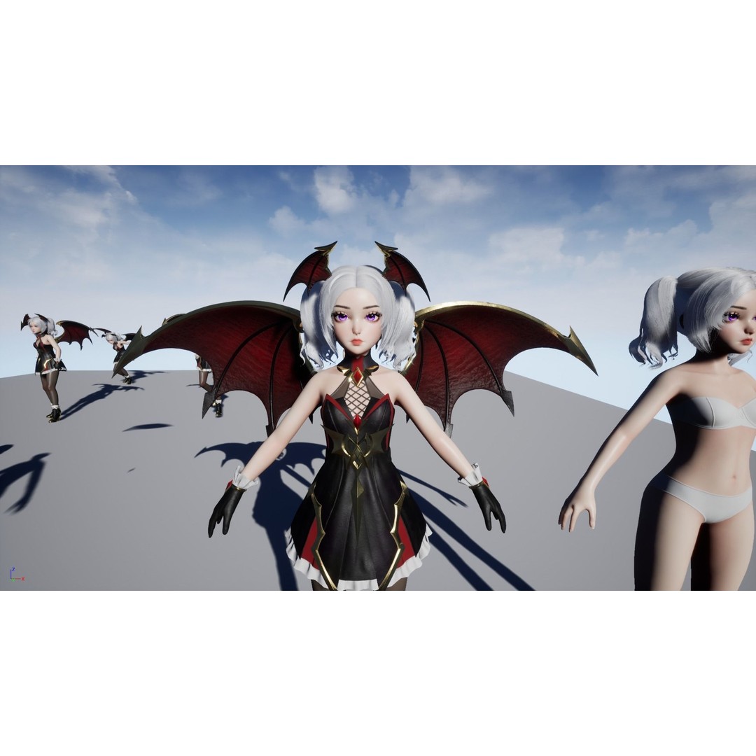 Reaper Girl 3D Model – Low Poly Fantasy Character, Rigged, PBR Textures - View 24