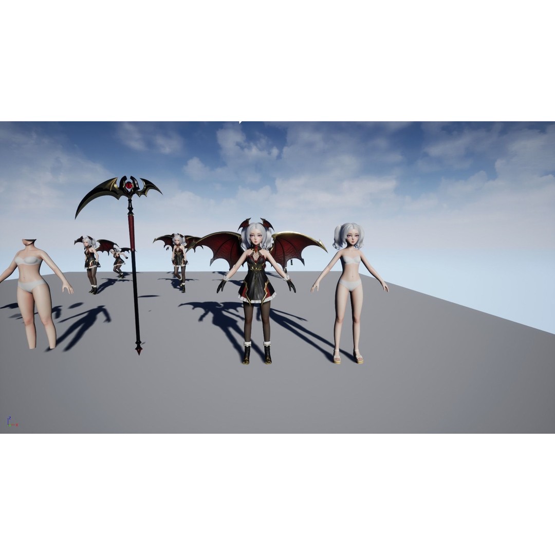 Reaper Girl 3D Model – Low Poly Fantasy Character, Rigged, PBR Textures - View 25