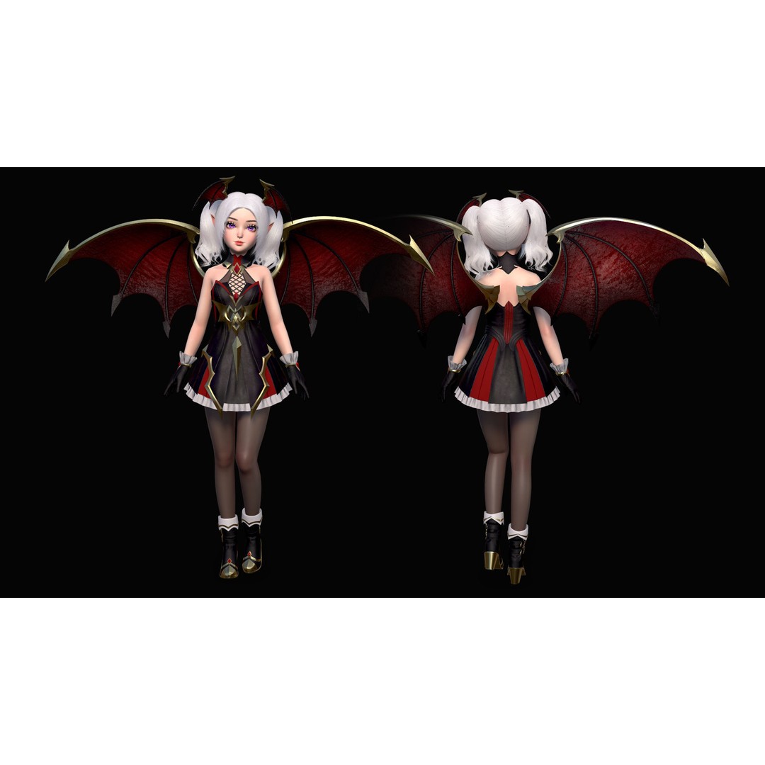 Reaper Girl 3D Model – Low Poly Fantasy Character, Rigged, PBR Textures - View 5