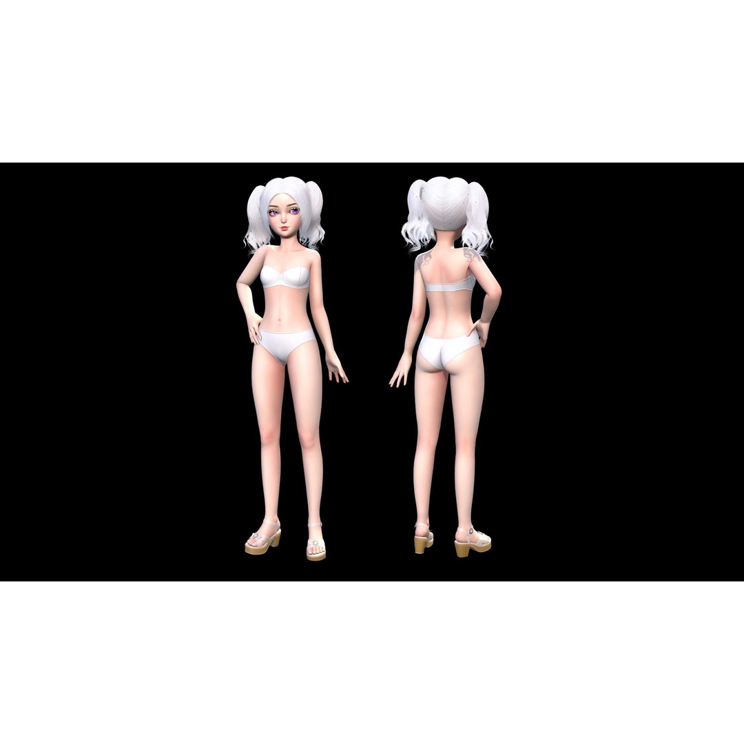 Reaper Girl 3D Model – Low Poly Fantasy Character, Rigged, PBR Textures - View 6