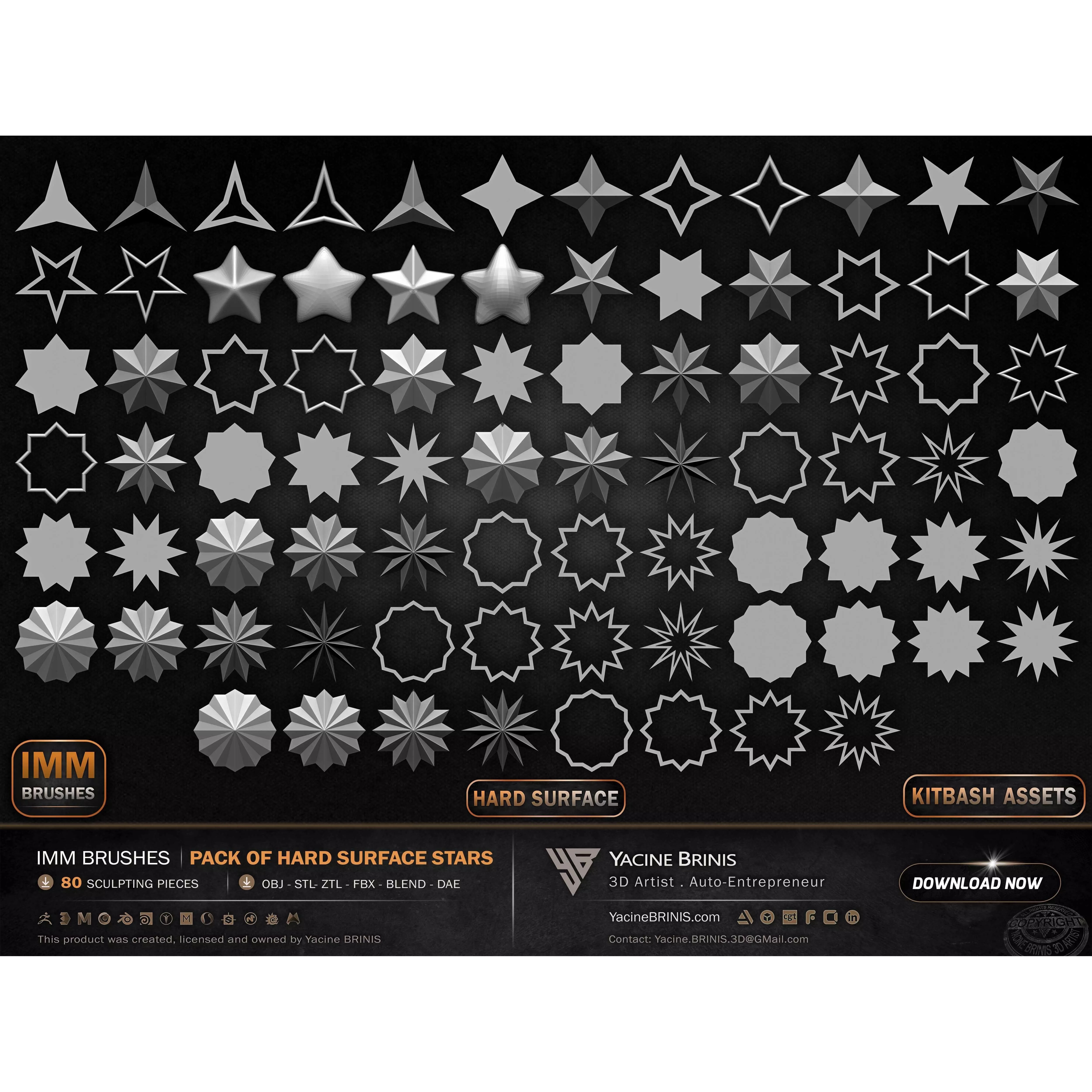 80 Hard Surface IMM Stars - Low-Poly 3D Model - View 10