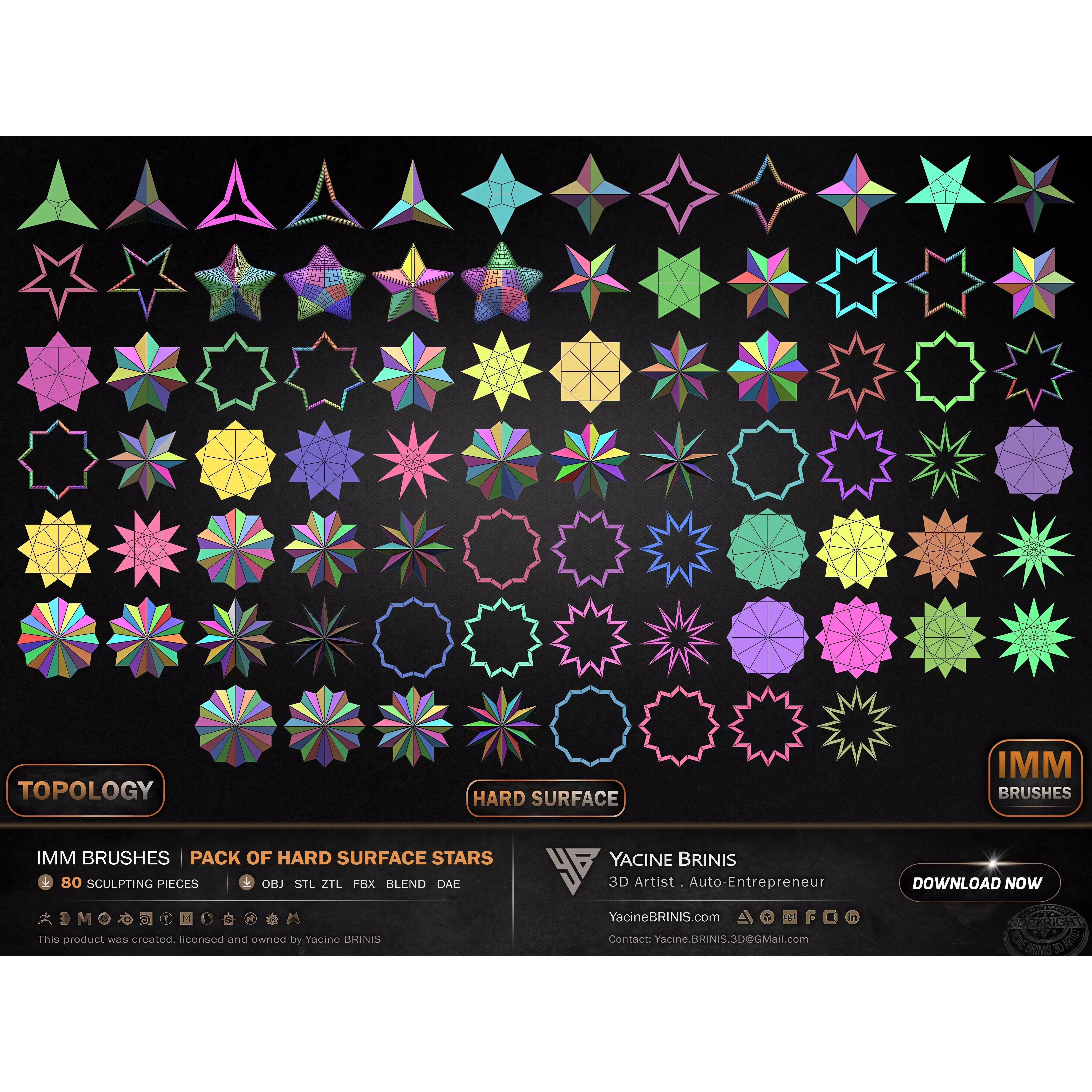 80 Hard Surface IMM Stars - Low-Poly 3D Model - View 11