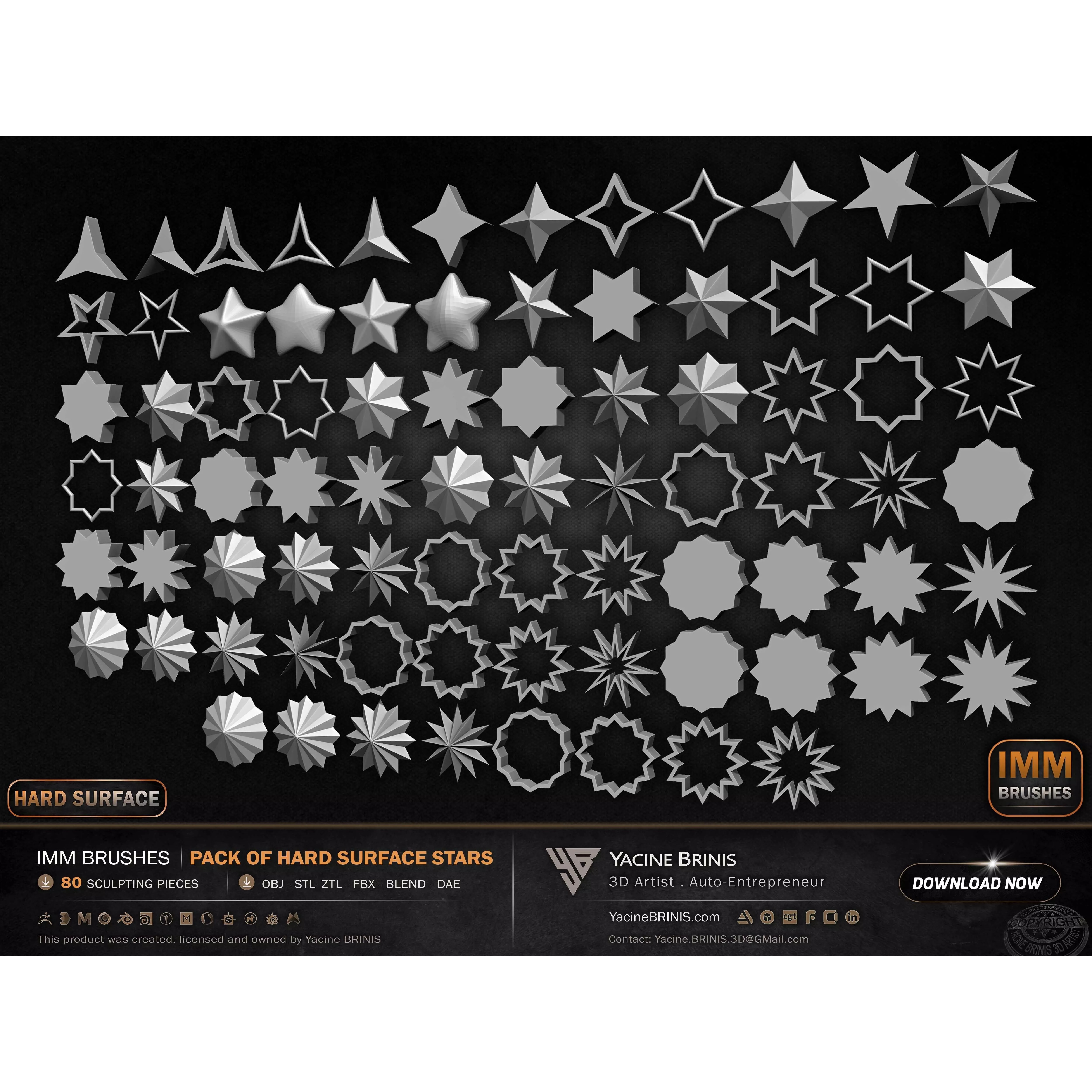 80 Hard Surface IMM Stars - Low-Poly 3D Model - View 12