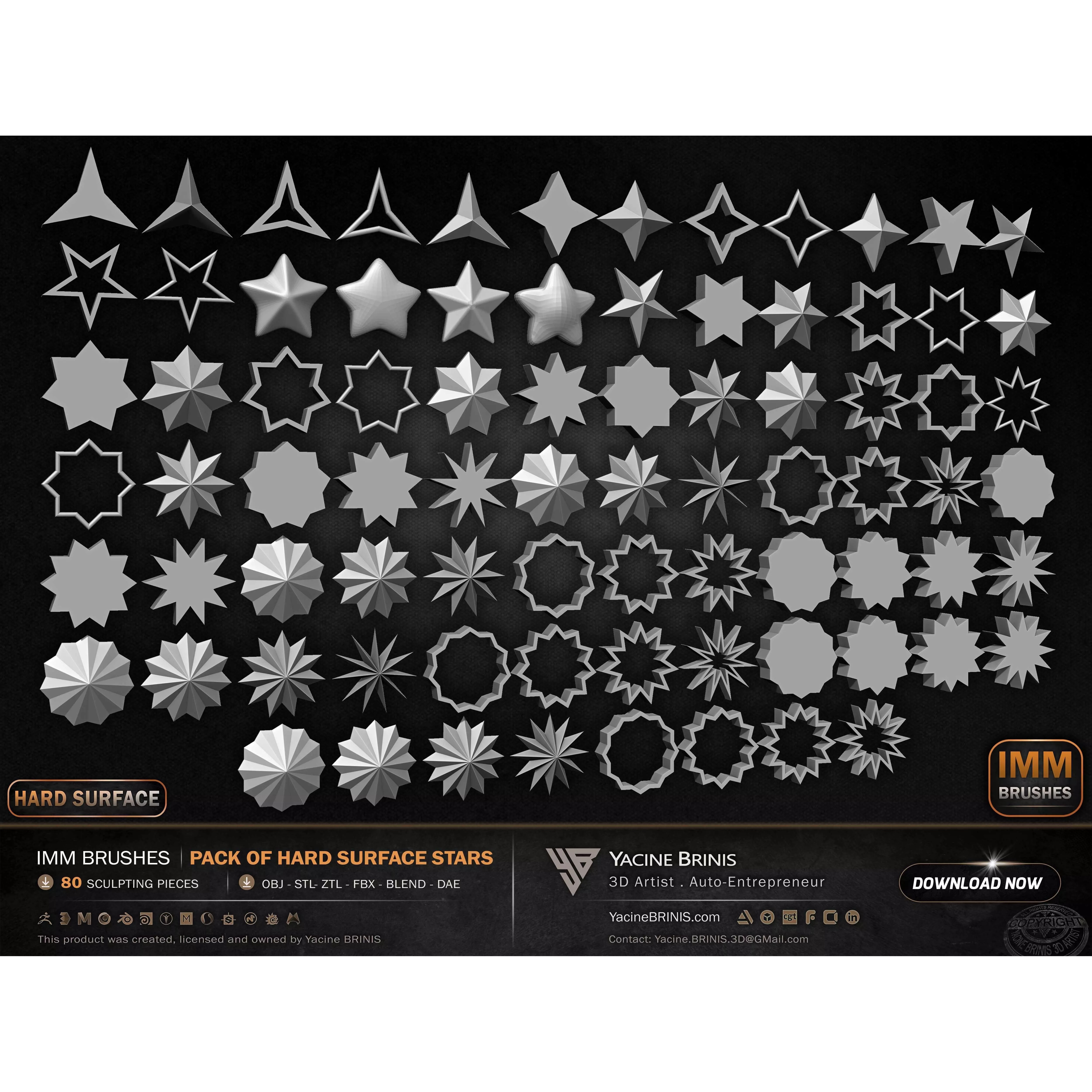 80 Hard Surface IMM Stars - Low-Poly 3D Model - View 13