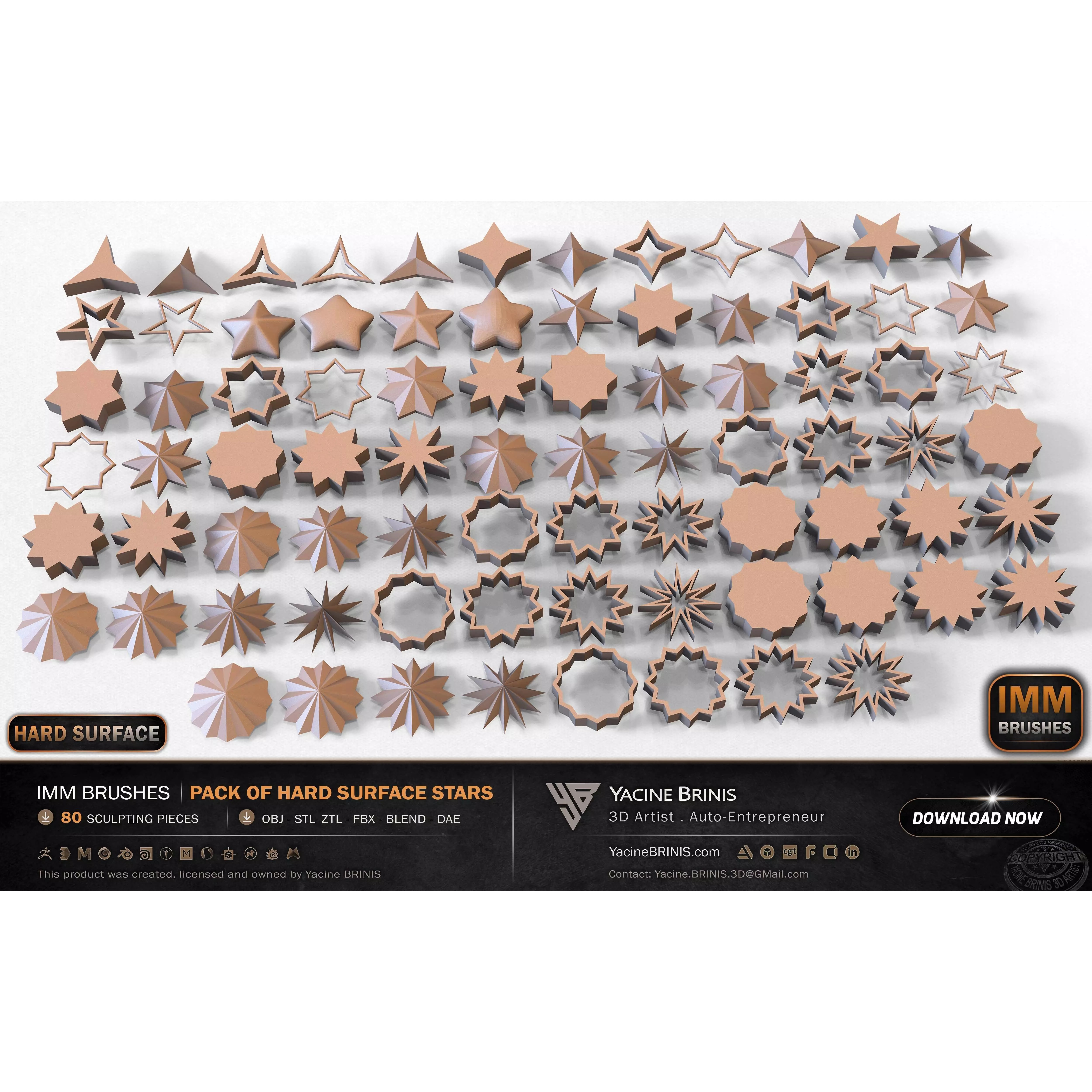 80 Hard Surface IMM Stars - Low-Poly 3D Model - View 14