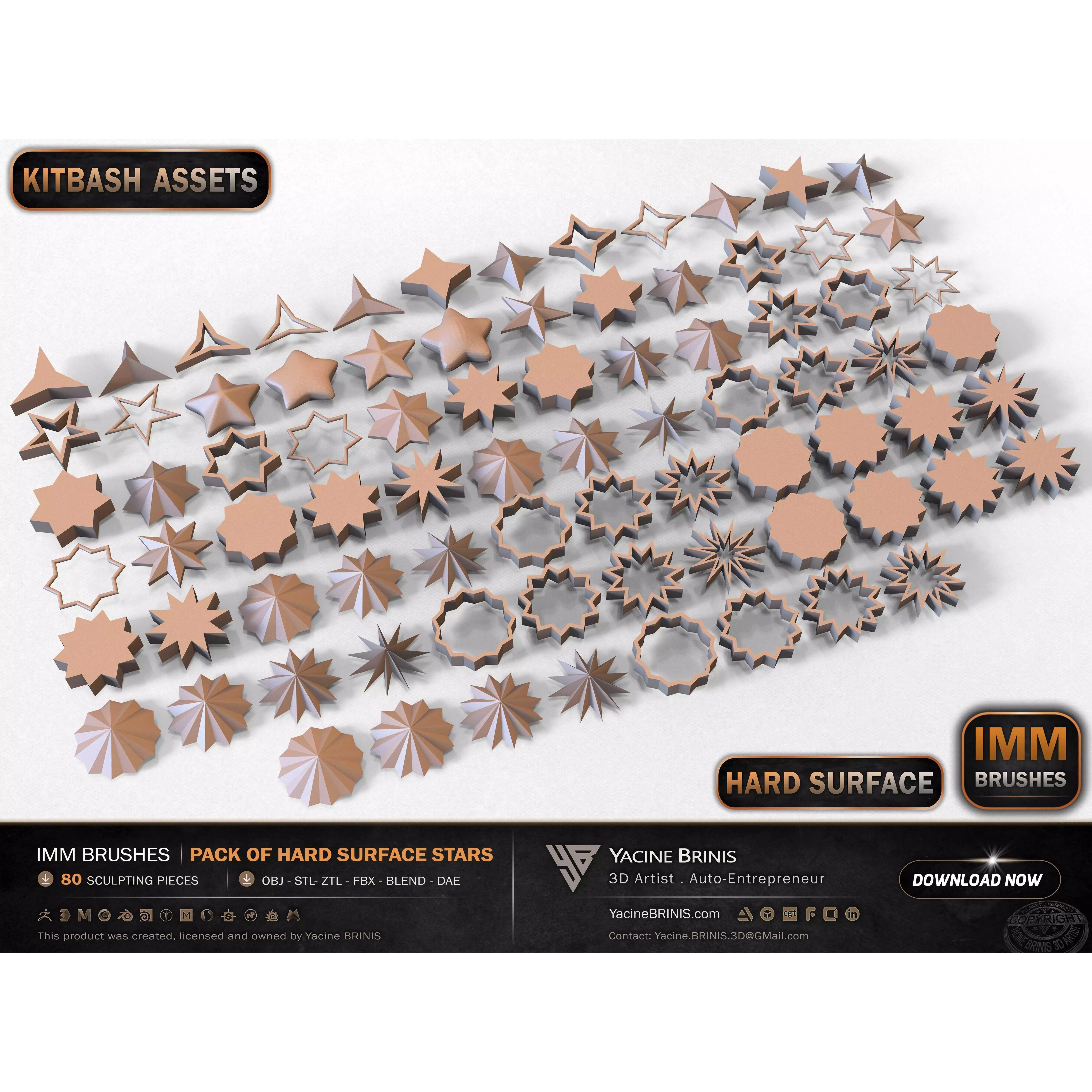 80 Hard Surface IMM Stars - Low-Poly 3D Model - View 15