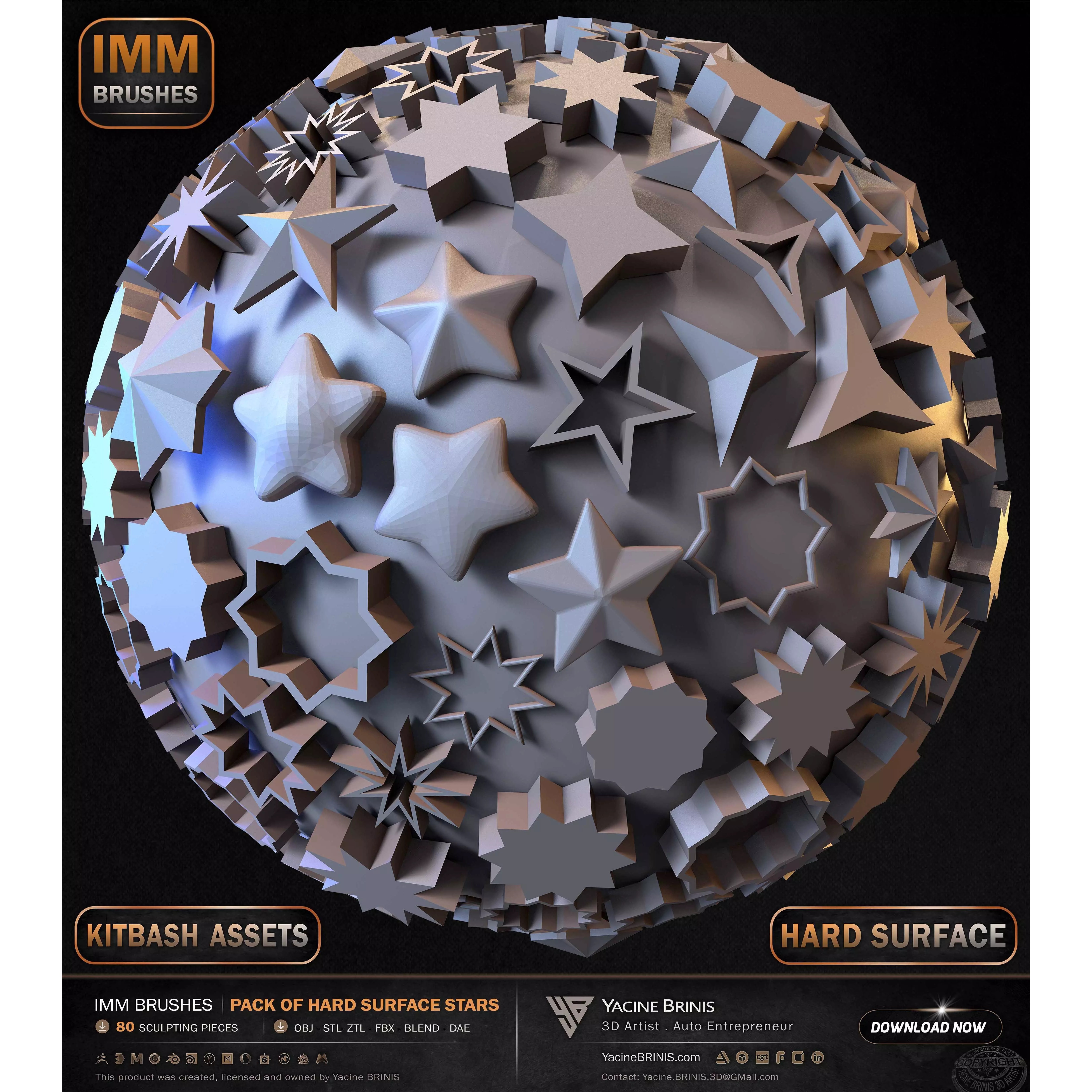 80 Hard Surface IMM Stars - Low-Poly 3D Model - View 16