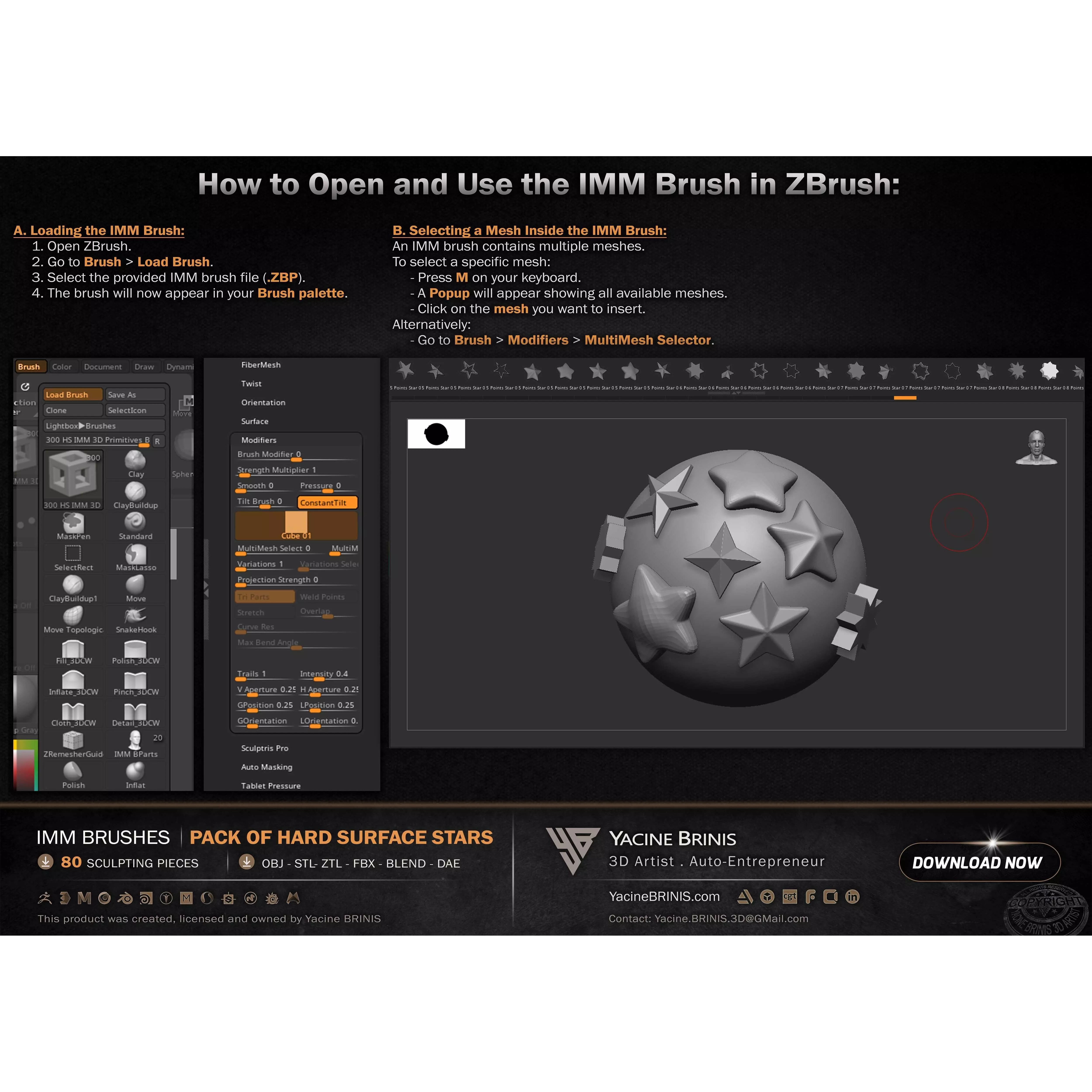 80 Hard Surface IMM Stars - Low-Poly 3D Model - View 17