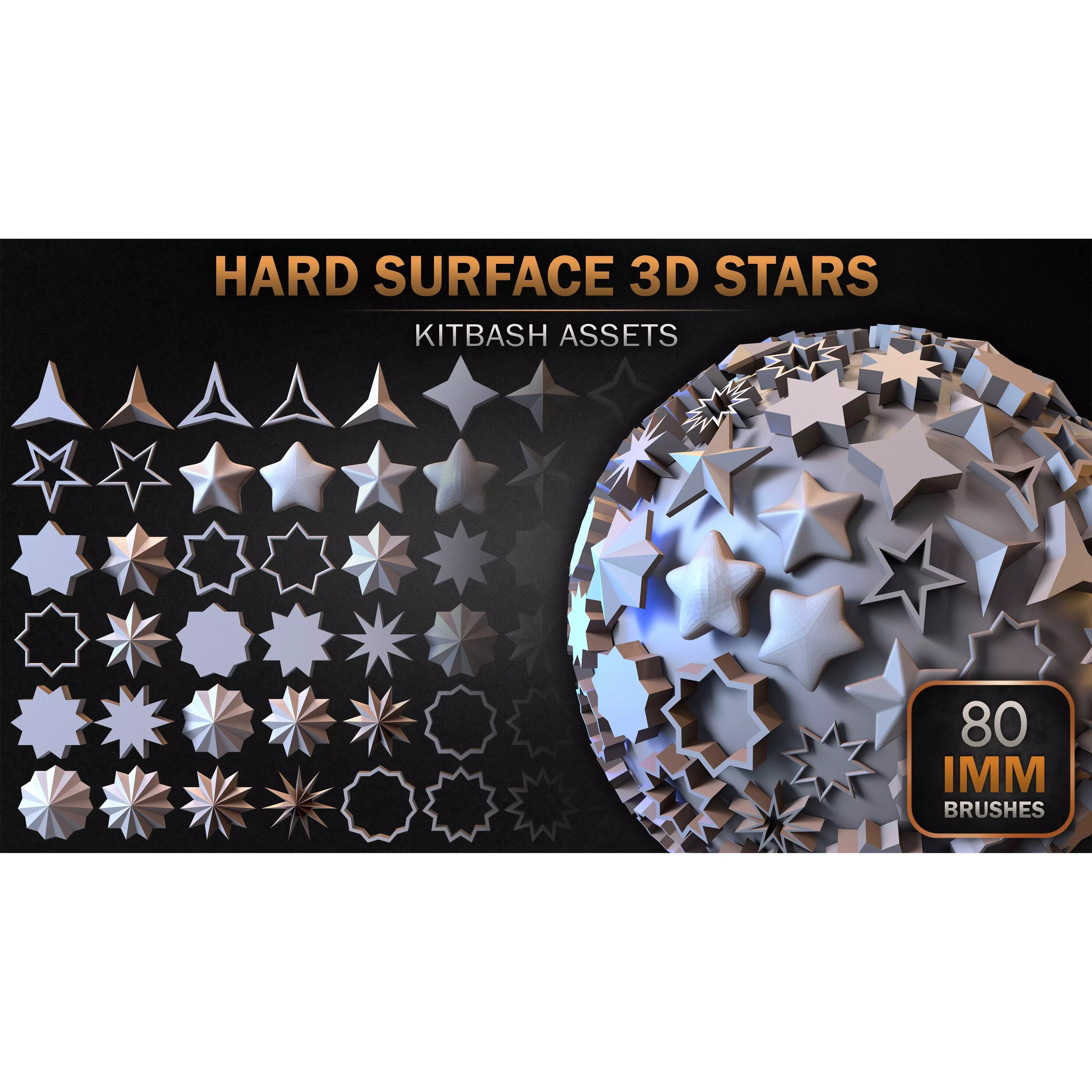 80 Hard Surface IMM Stars - Low-Poly 3D Model - View 18