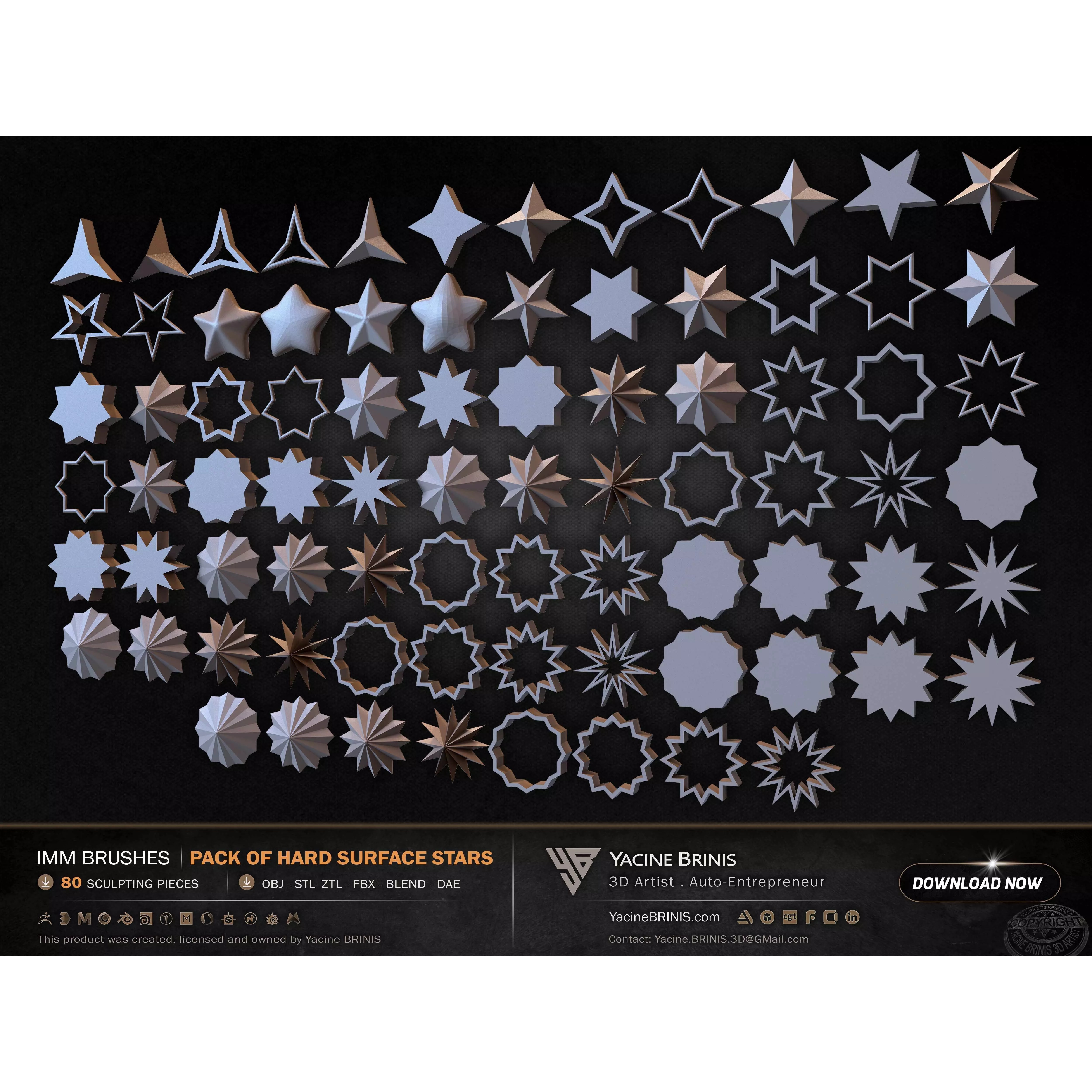 80 Hard Surface IMM Stars - Low-Poly 3D Model - View 4