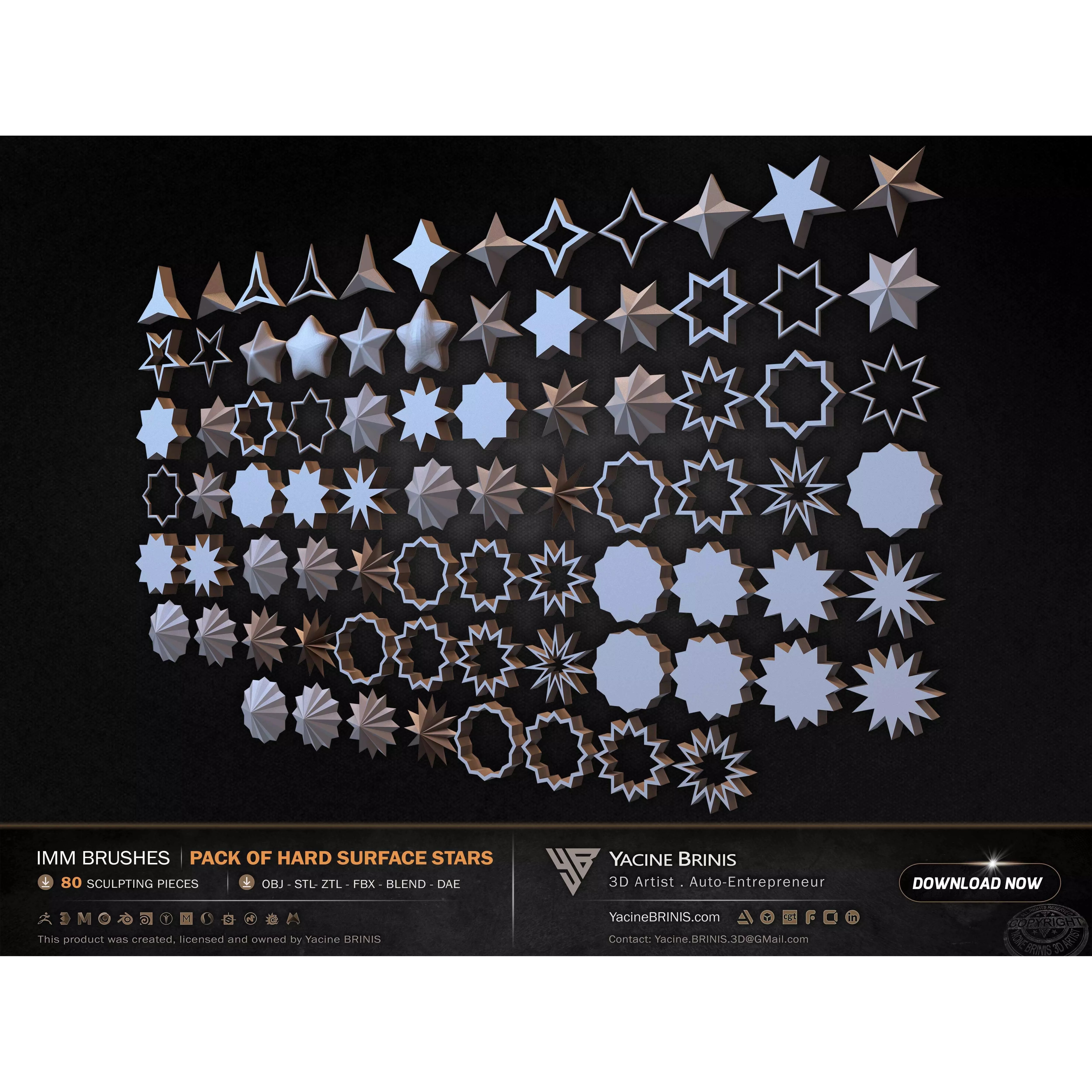 80 Hard Surface IMM Stars - Low-Poly 3D Model - View 5