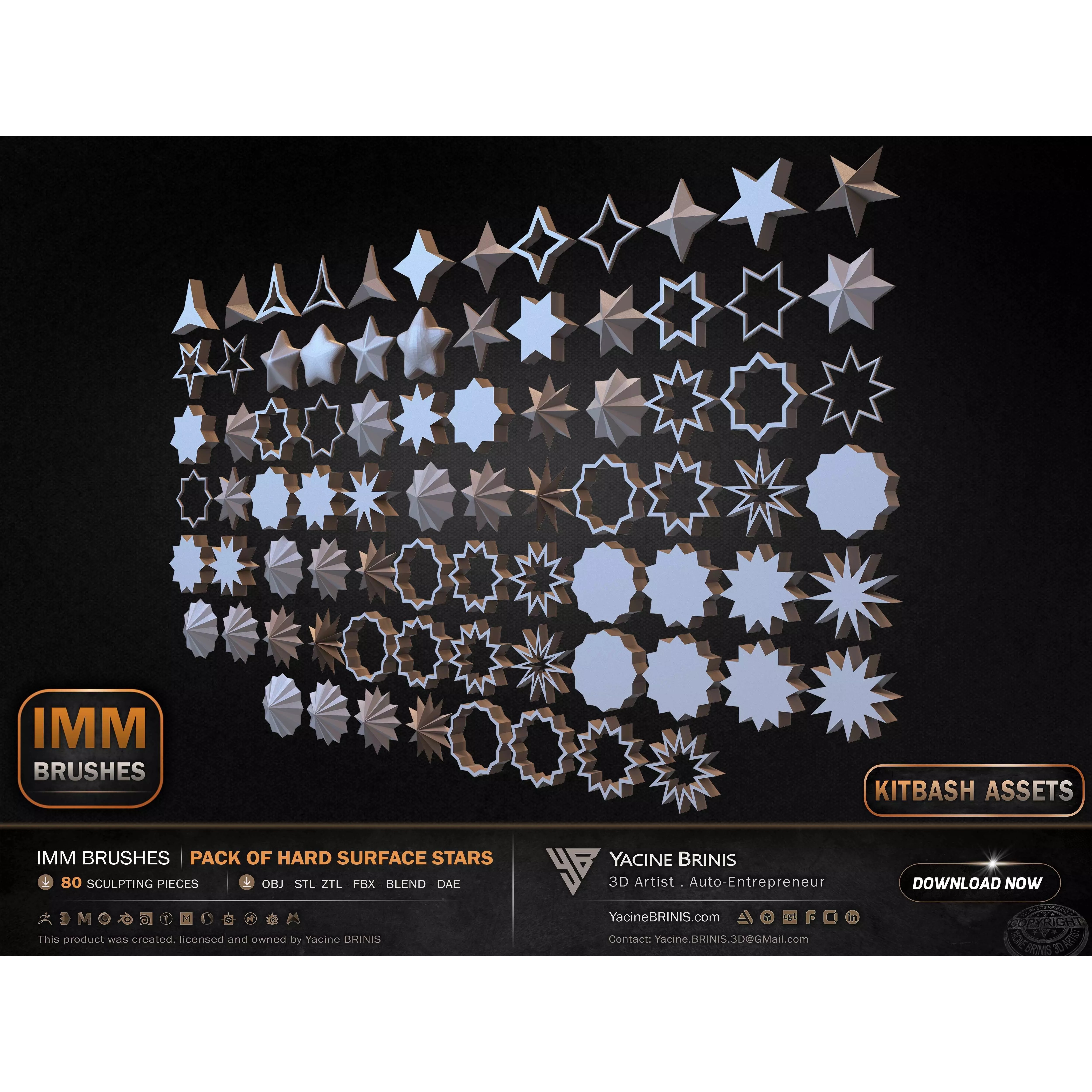 80 Hard Surface IMM Stars - Low-Poly 3D Model - View 6
