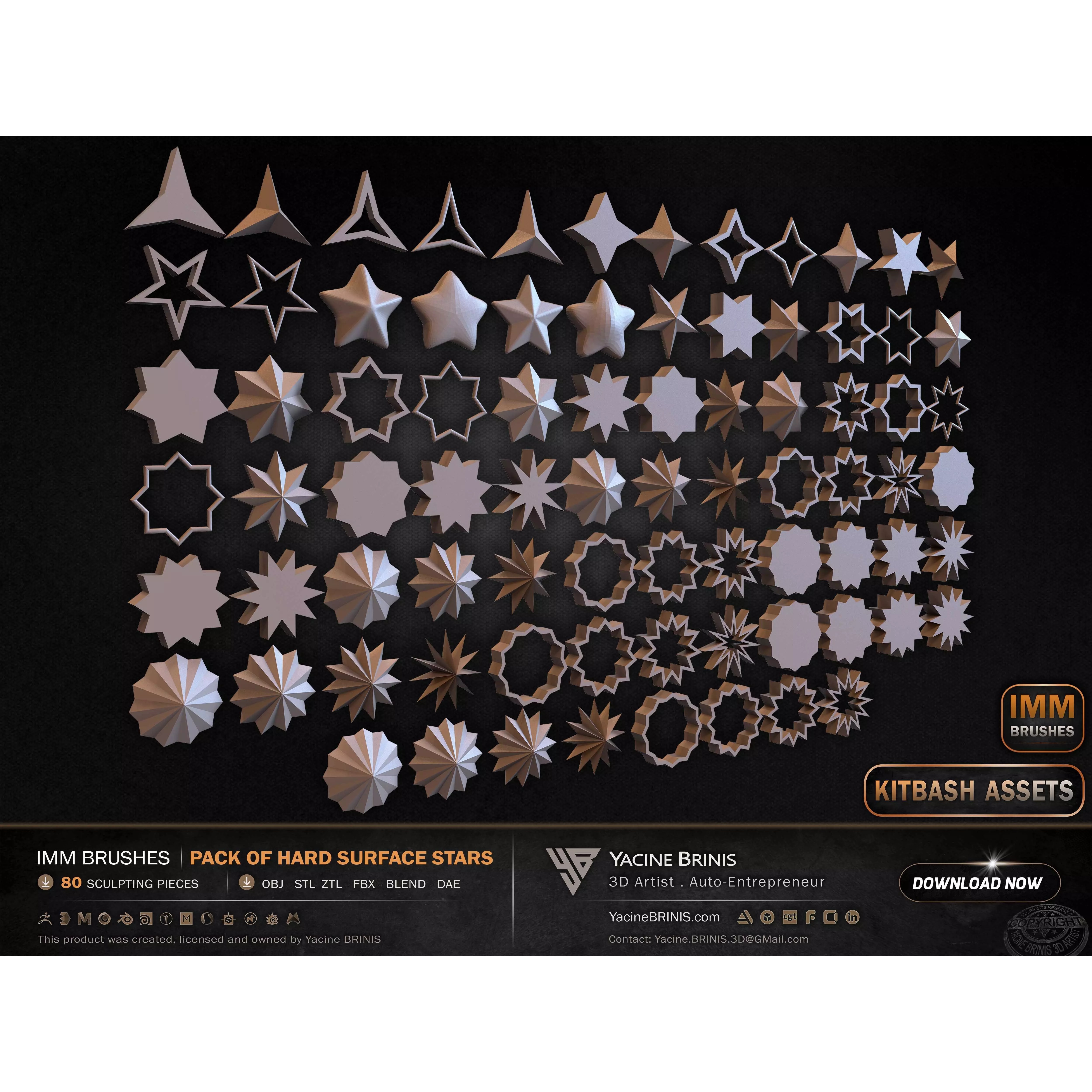 80 Hard Surface IMM Stars - Low-Poly 3D Model - View 8