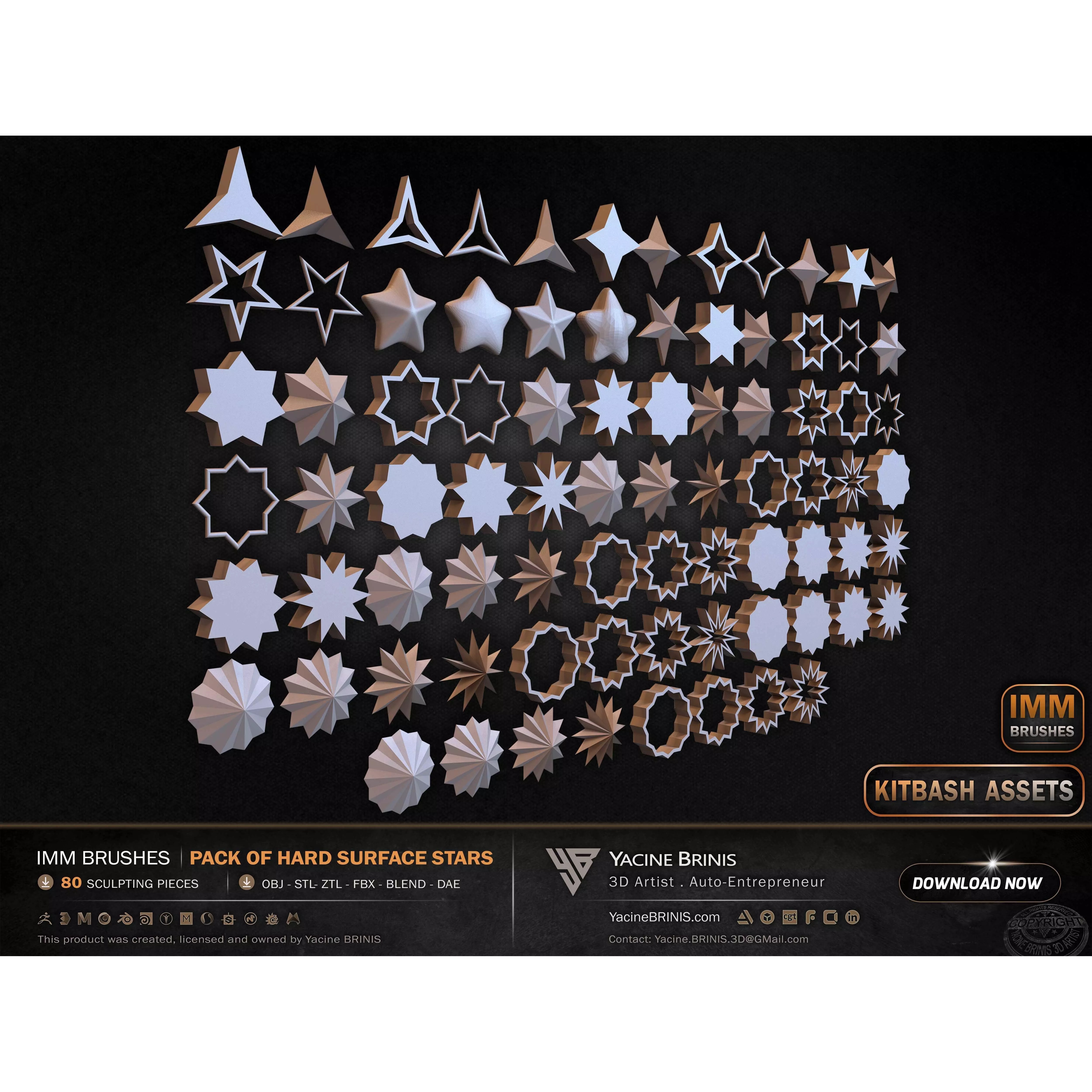 80 Hard Surface IMM Stars - Low-Poly 3D Model - View 9