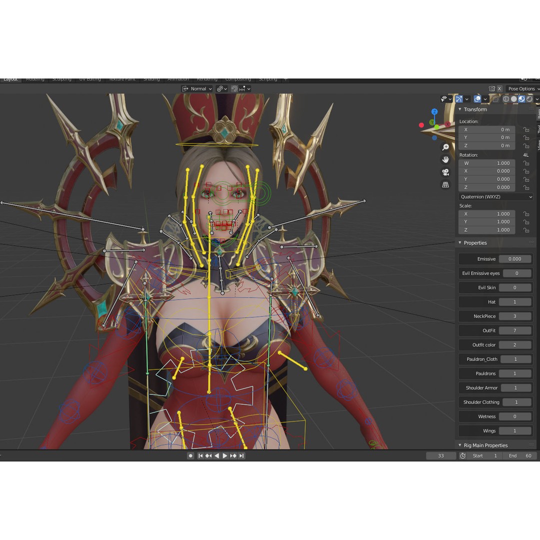 High Priestess 3D Model – Low Poly Game Ready Character, FBX, PBR - View 12