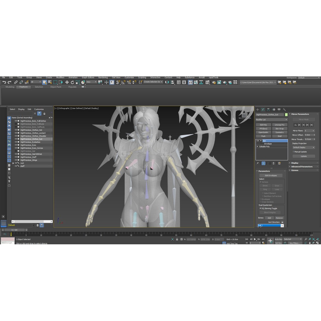 High Priestess 3D Model – Low Poly Game Ready Character, FBX, PBR - View 14