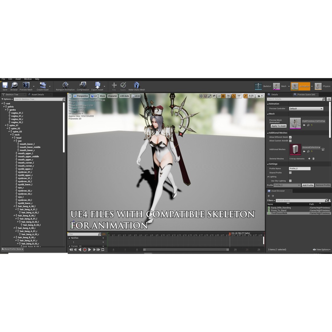High Priestess 3D Model – Low Poly Game Ready Character, FBX, PBR - View 15