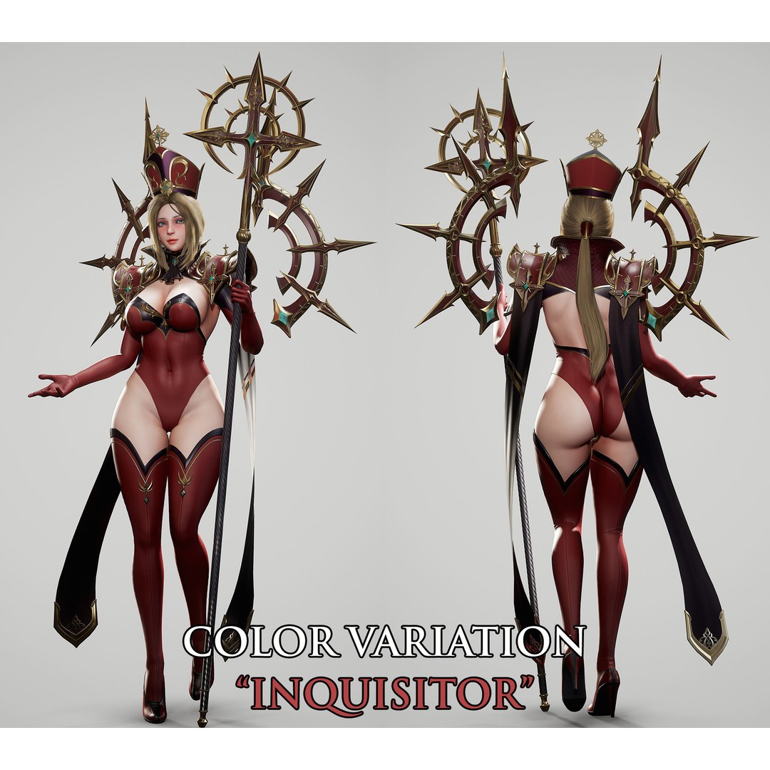 High Priestess 3D Model – Low Poly Game Ready Character, FBX, PBR - View 19