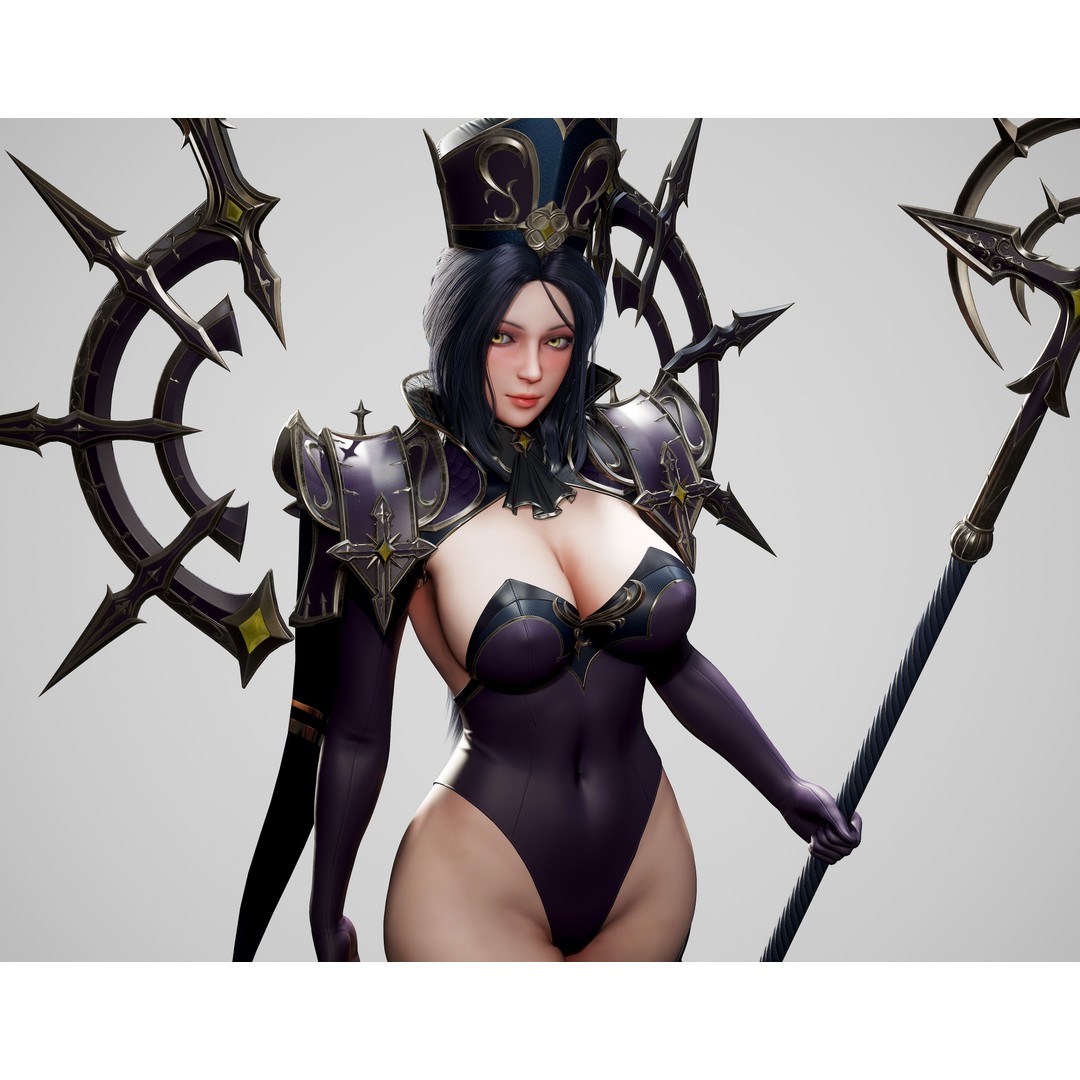 High Priestess 3D Model – Low Poly Game Ready Character, FBX, PBR - View 20