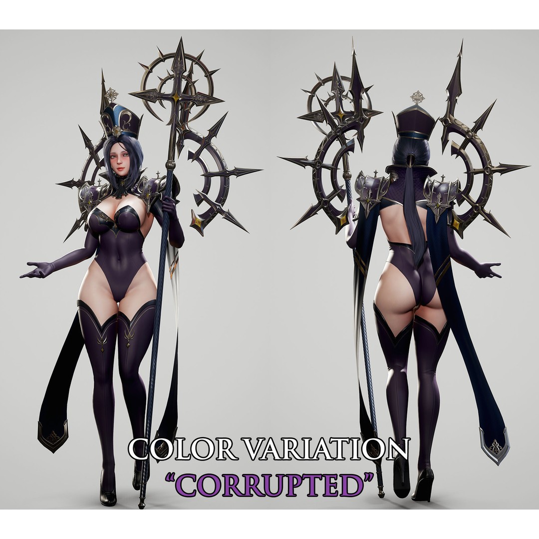 High Priestess 3D Model – Low Poly Game Ready Character, FBX, PBR - View 21