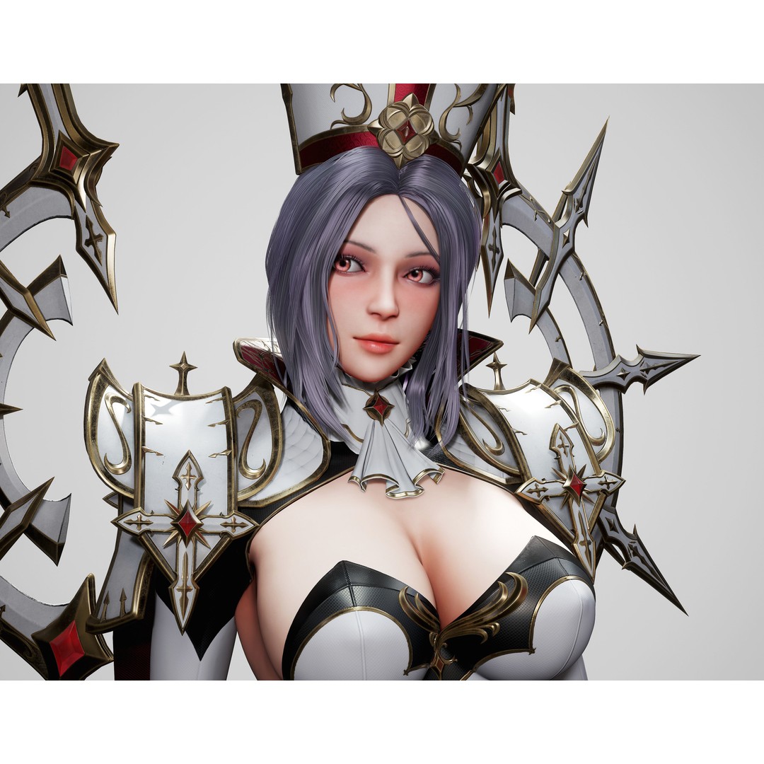 High Priestess 3D Model – Low Poly Game Ready Character, FBX, PBR - View 6