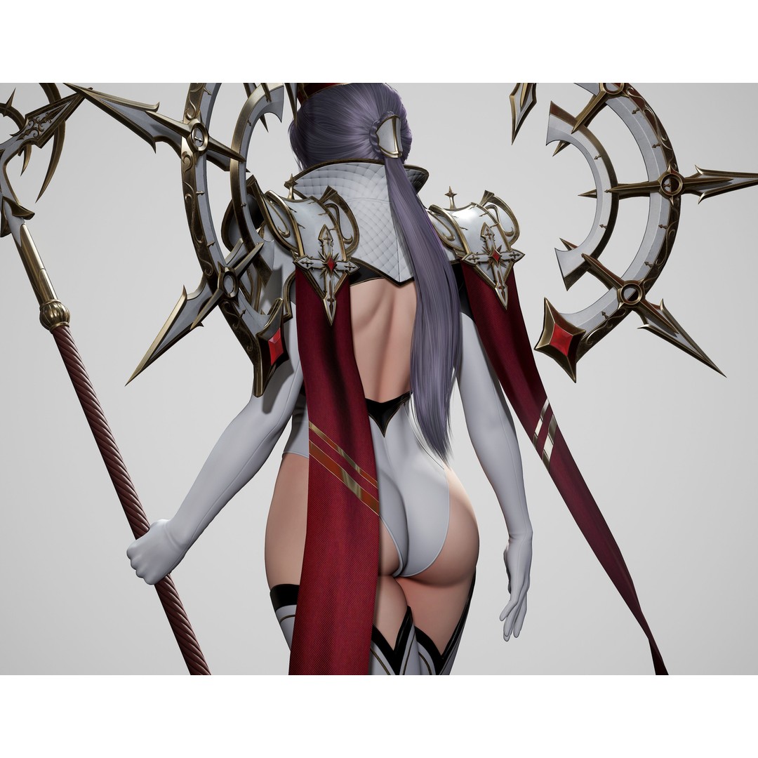 High Priestess 3D Model – Low Poly Game Ready Character, FBX, PBR - View 7
