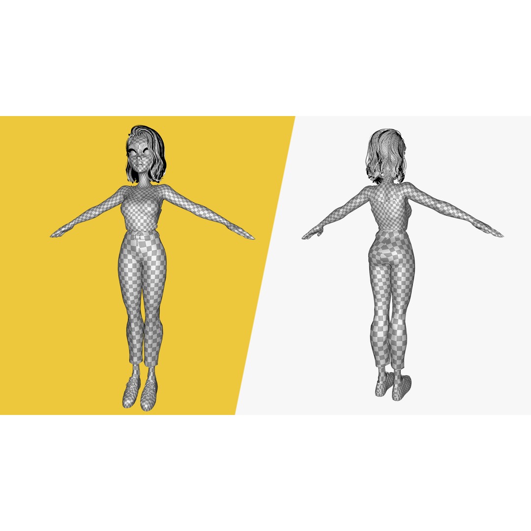 Purple Hair 3D Model – Rigged Cartoon Character, FBX & Blender