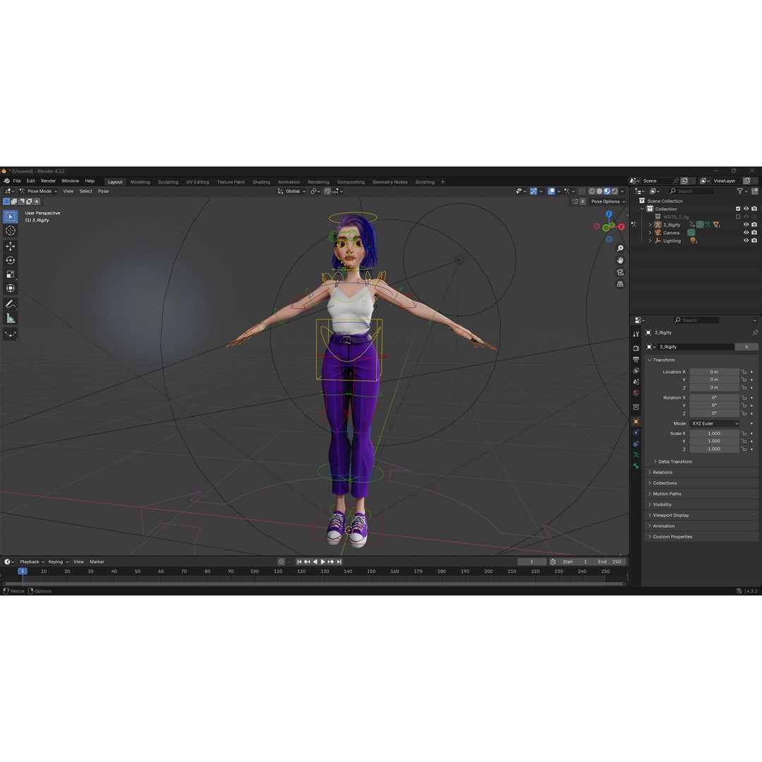 Purple Hair 3D Model – Rigged Cartoon Character, FBX & Blender - View 17
