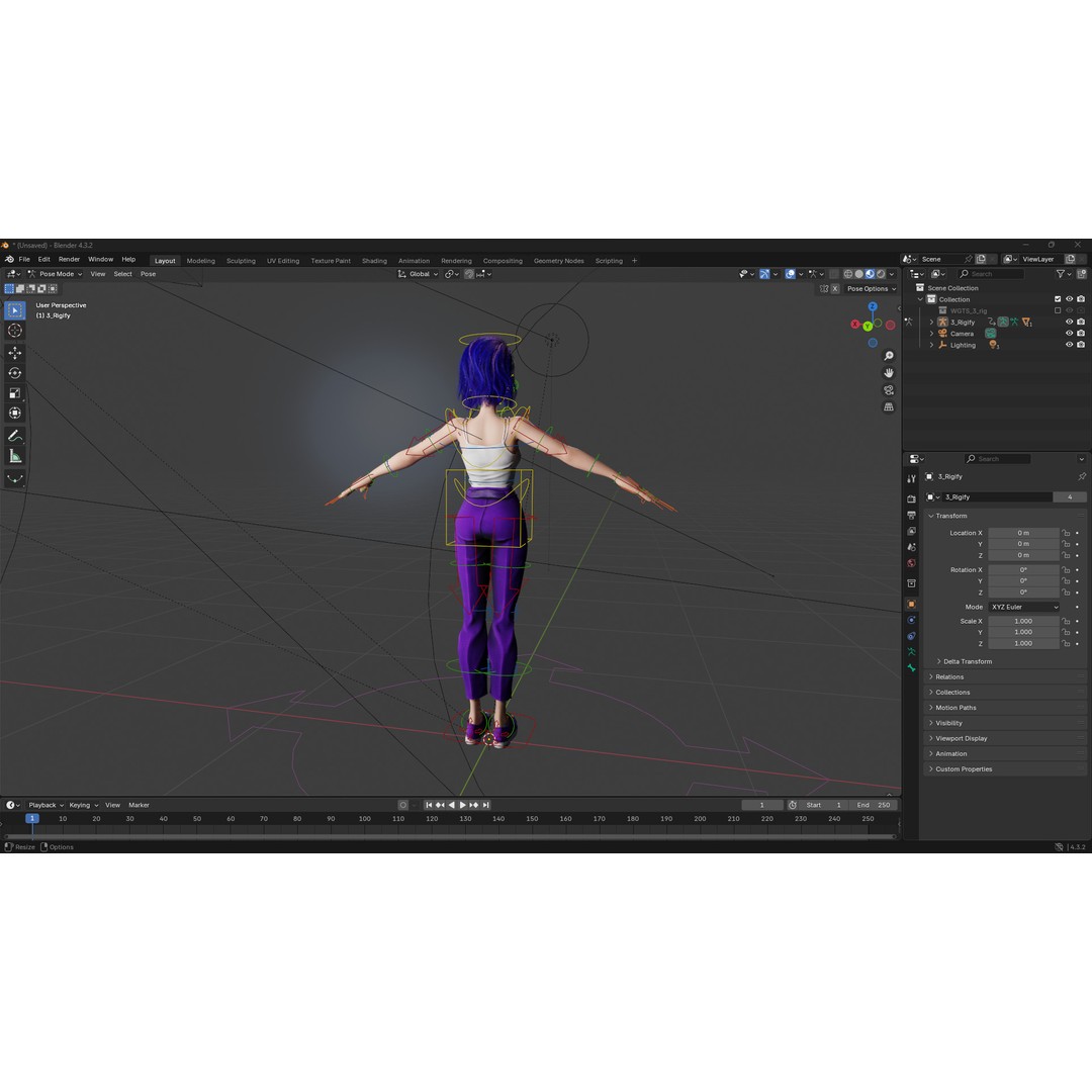 Purple Hair 3D Model – Rigged Cartoon Character, FBX & Blender - View 18