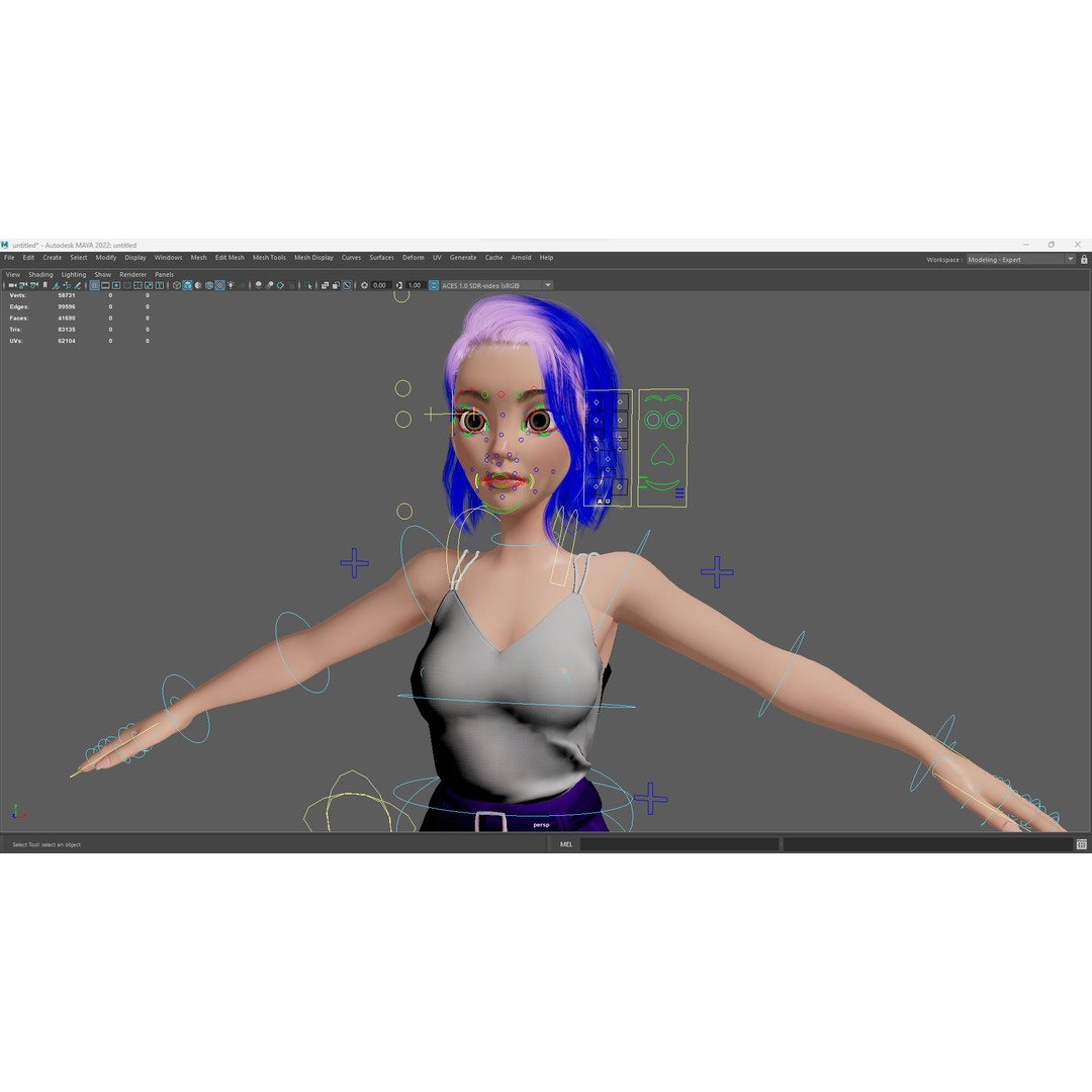 Purple Hair 3D Model – Rigged Cartoon Character, FBX & Blender - View 20