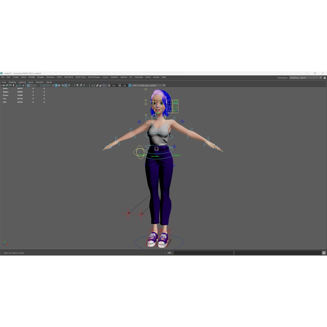 Purple Hair 3D Model – Rigged Cartoon Character, FBX & Blender - View 21