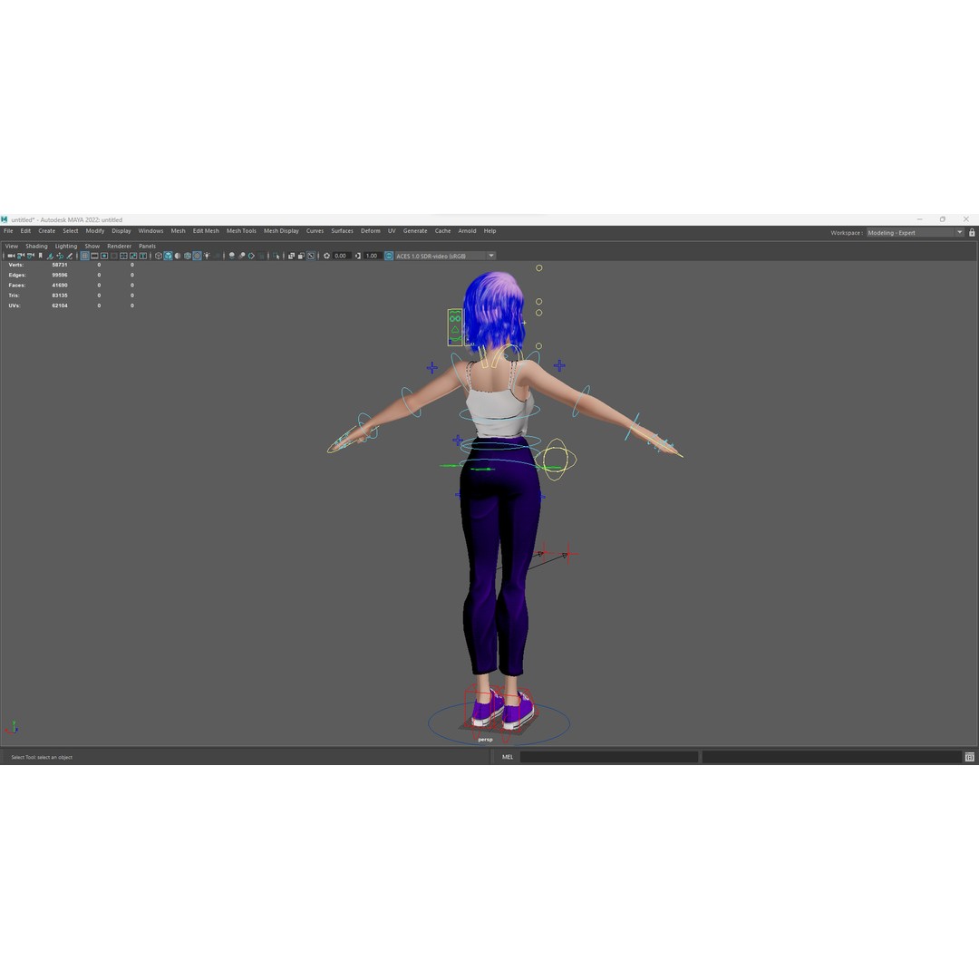 Purple Hair 3D Model – Rigged Cartoon Character, FBX & Blender - View 22