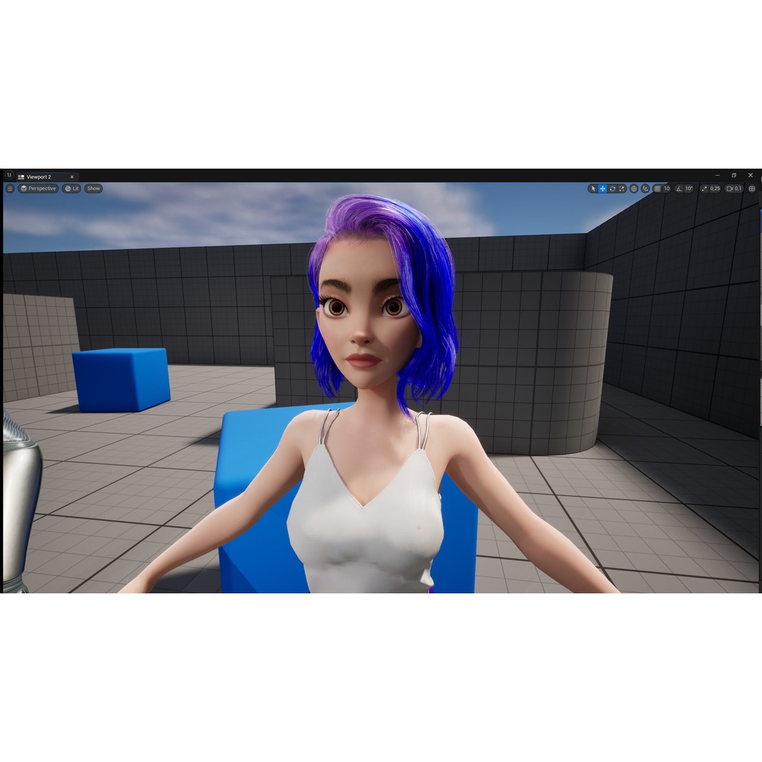 Purple Hair 3D Model – Rigged Cartoon Character, FBX & Blender - View 25