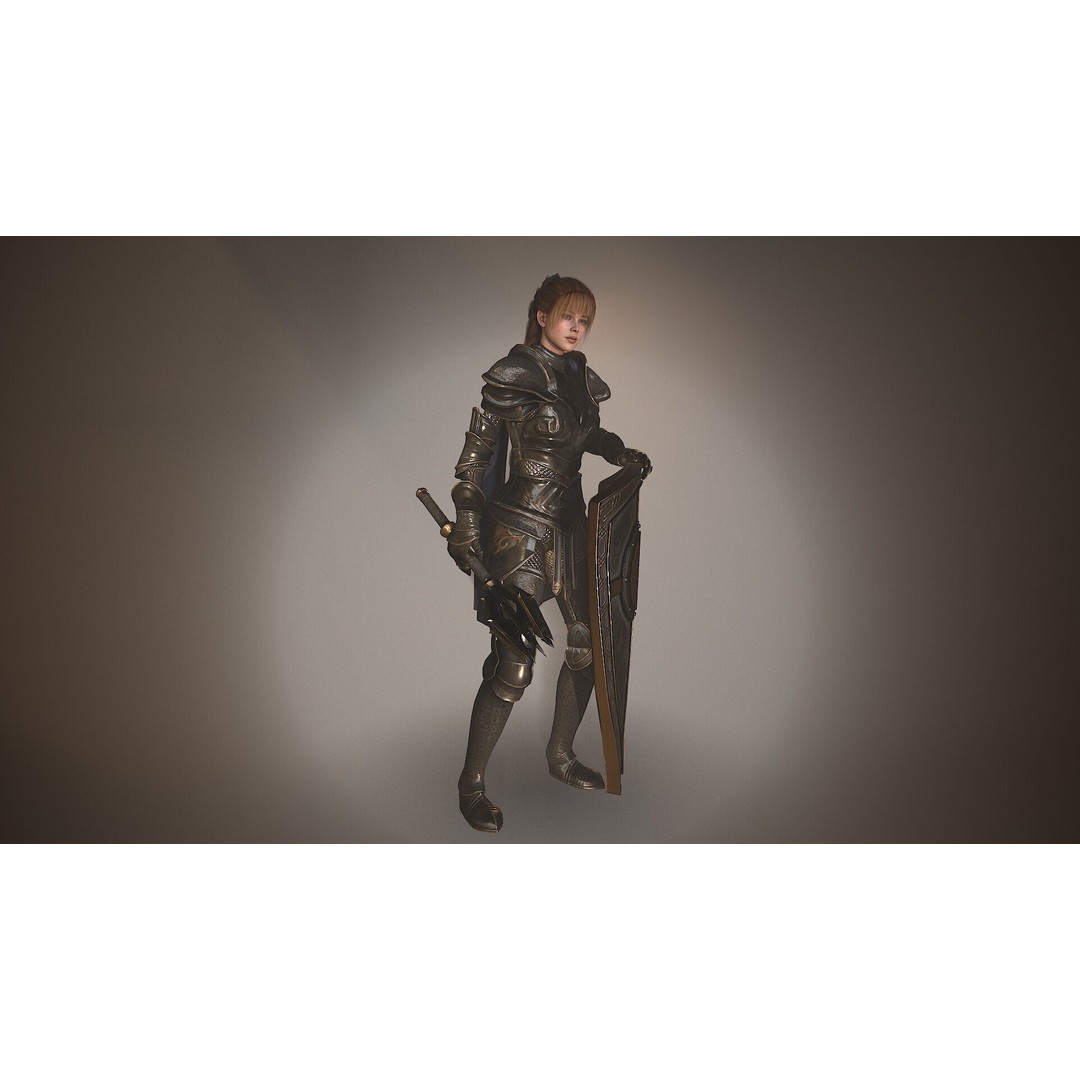 Paladin Lady 3D Model – Low Poly Rigged Character for Games, FBX - View 13