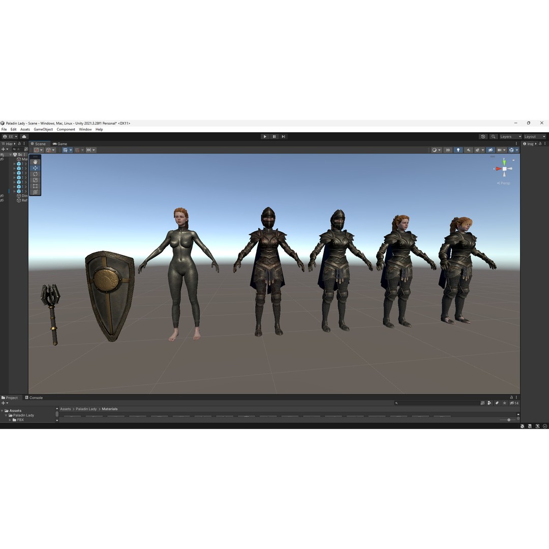 Paladin Lady 3D Model – Low Poly Rigged Character for Games, FBX - View 19