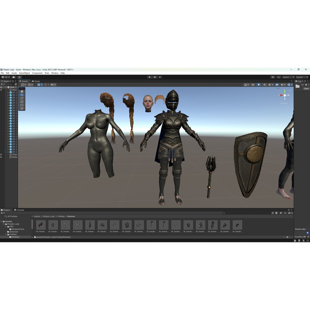 Paladin Lady 3D Model – Low Poly Rigged Character for Games, FBX - View 20