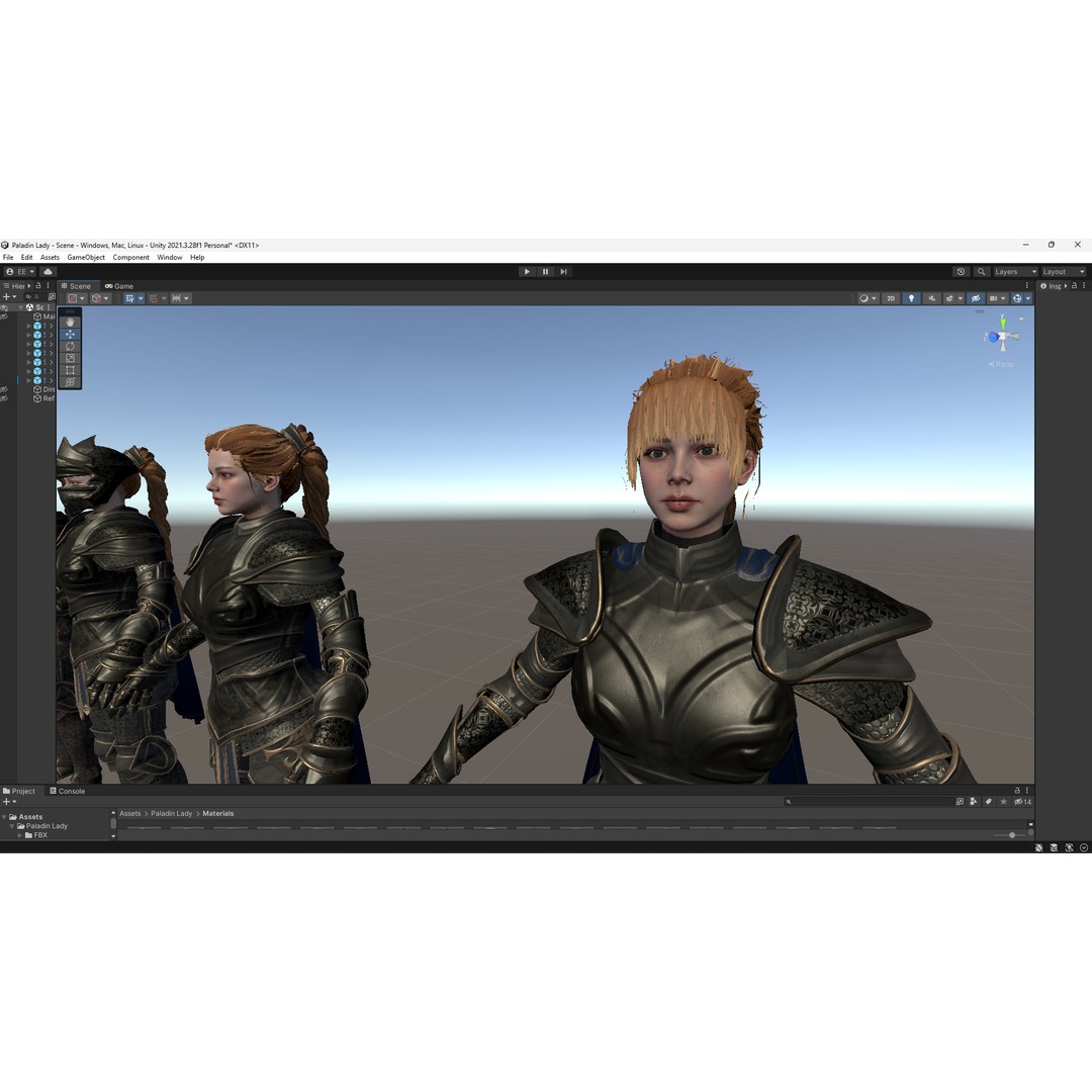 Paladin Lady 3D Model – Low Poly Rigged Character for Games, FBX - View 21