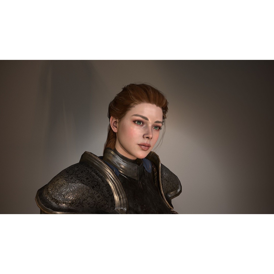 Paladin Lady 3D Model – Low Poly Rigged Character for Games, FBX - View 4