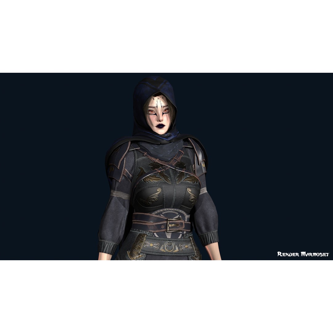 Ninja Girl 3D Model – Low Poly Rigged Character for Games, FBX - View 10
