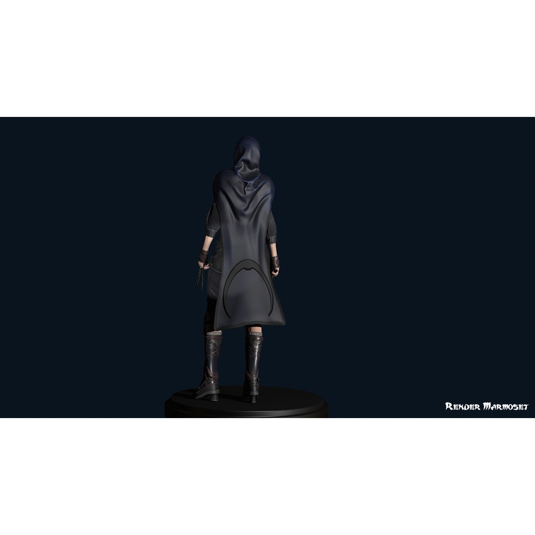 Ninja Girl 3D Model – Low Poly Rigged Character for Games, FBX - View 11