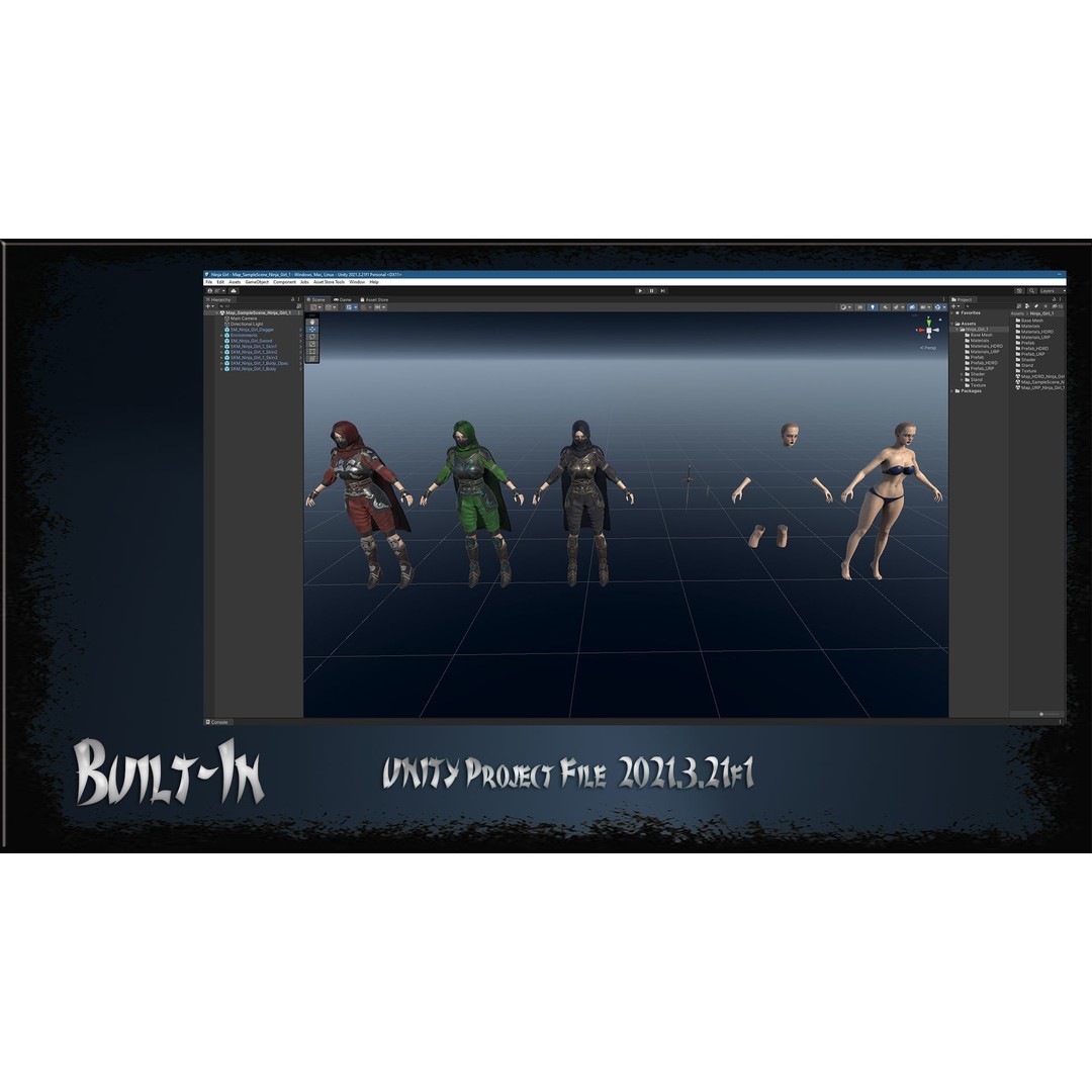 Ninja Girl 3D Model – Low Poly Rigged Character for Games, FBX - View 17